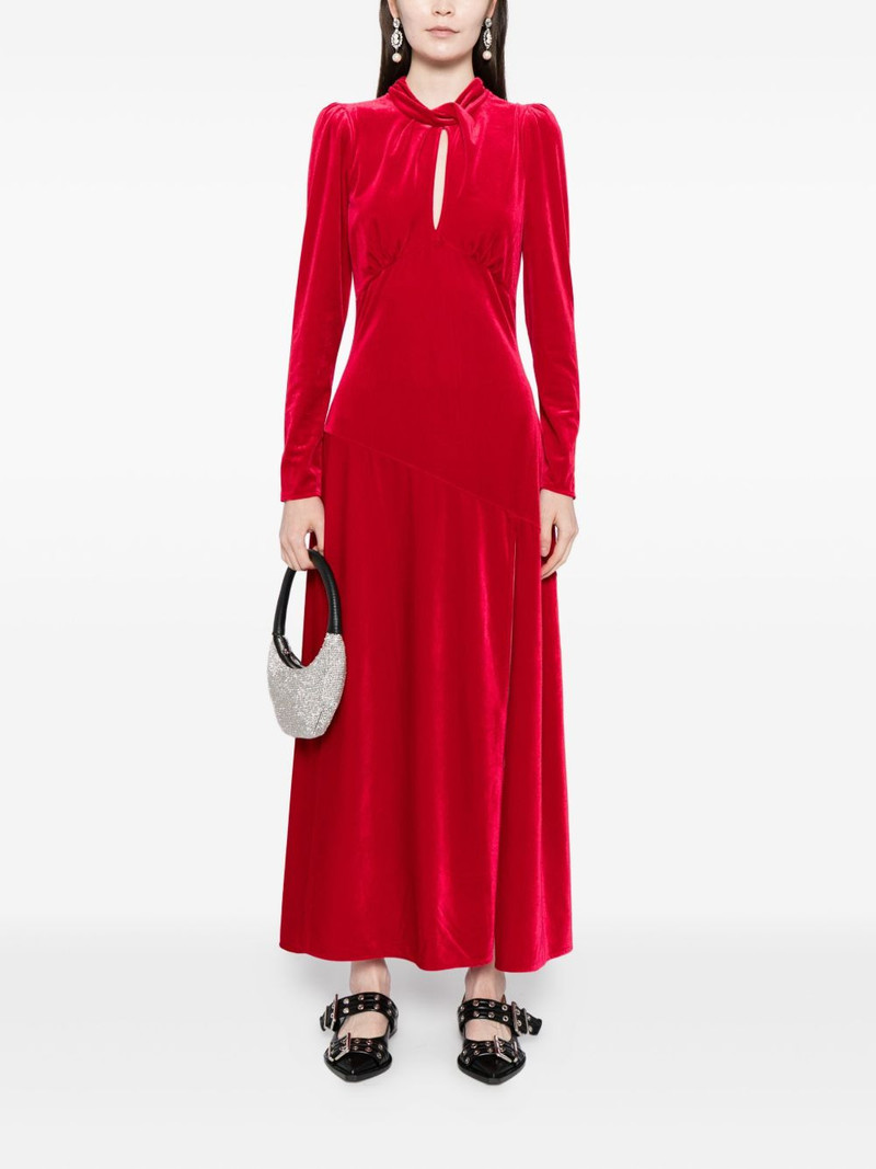GANNI velvet jersey gathered maxi dress outlook