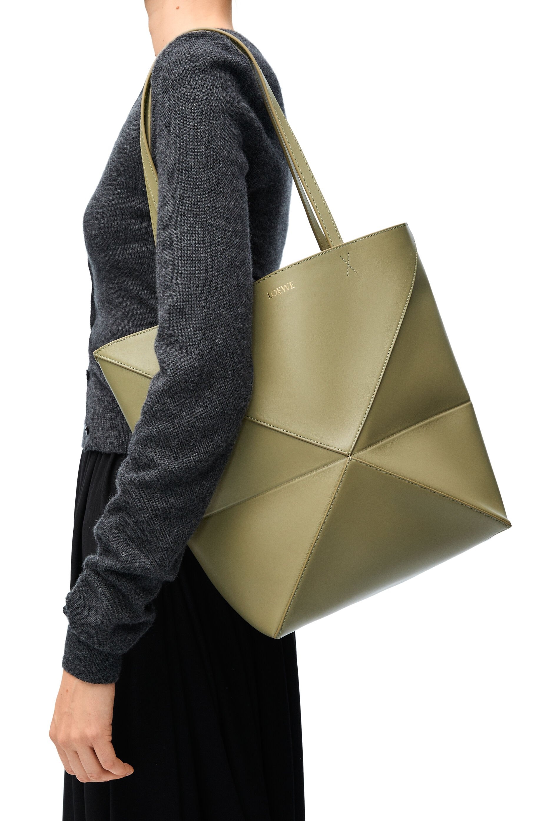 Medium Puzzle Fold tote in shiny calfskin - 2