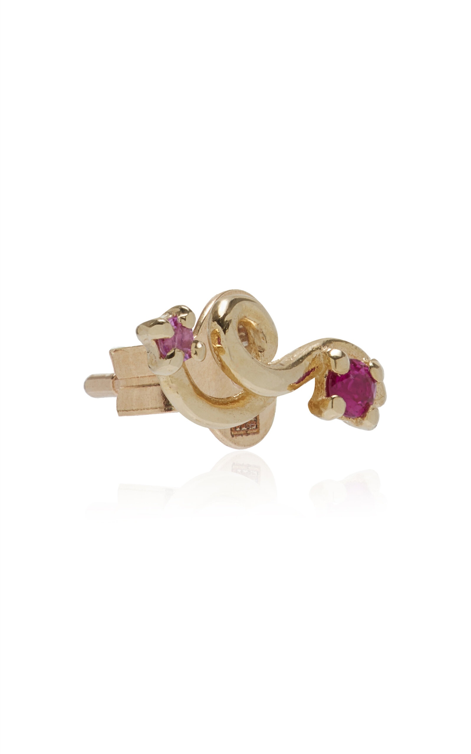 Mini Loop 9K Yellow Gold Ruby, Sapphire Single Earring gold - 3