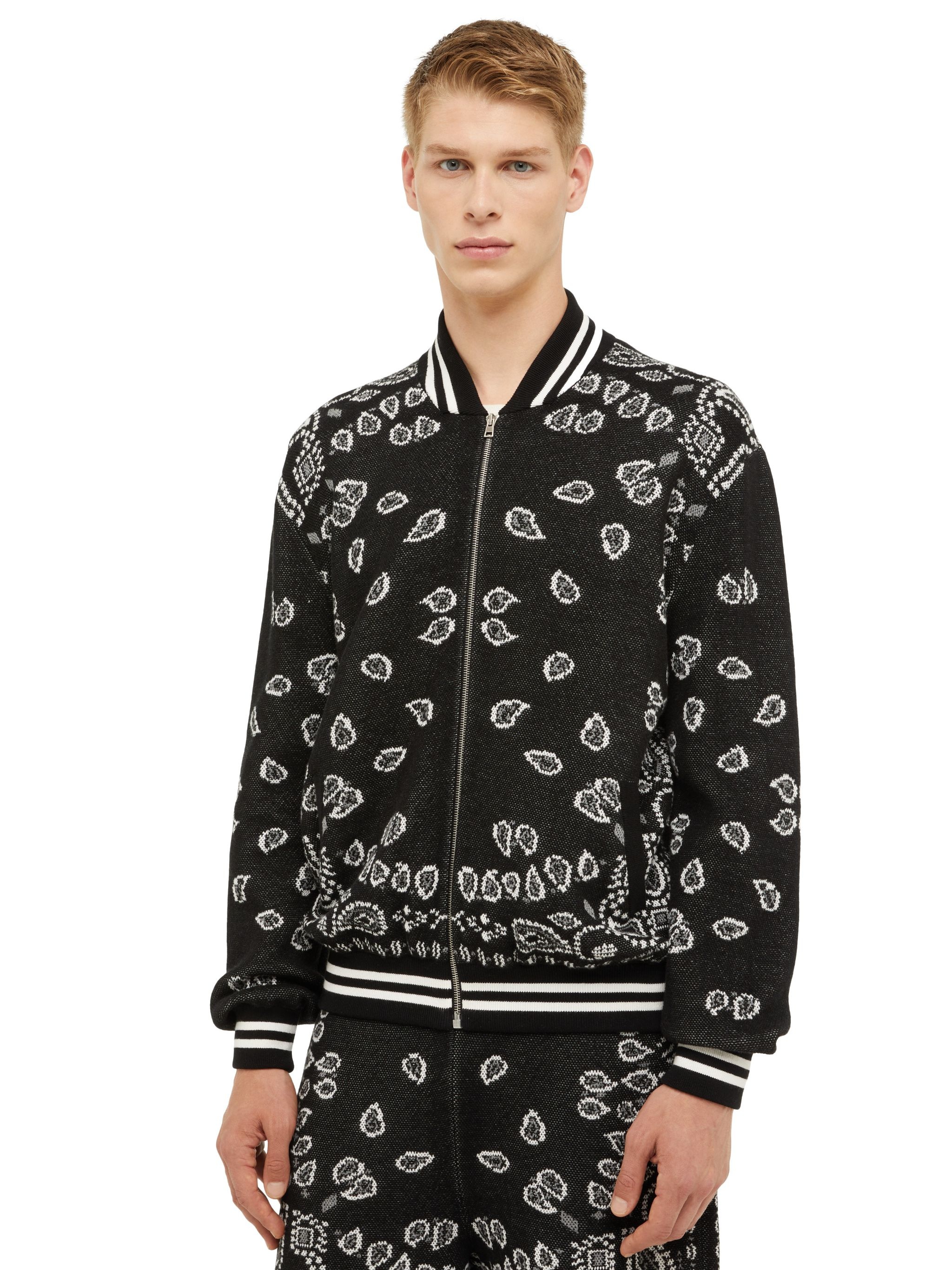 Bandana Piquet Jacquard Bomber Jacket - 7