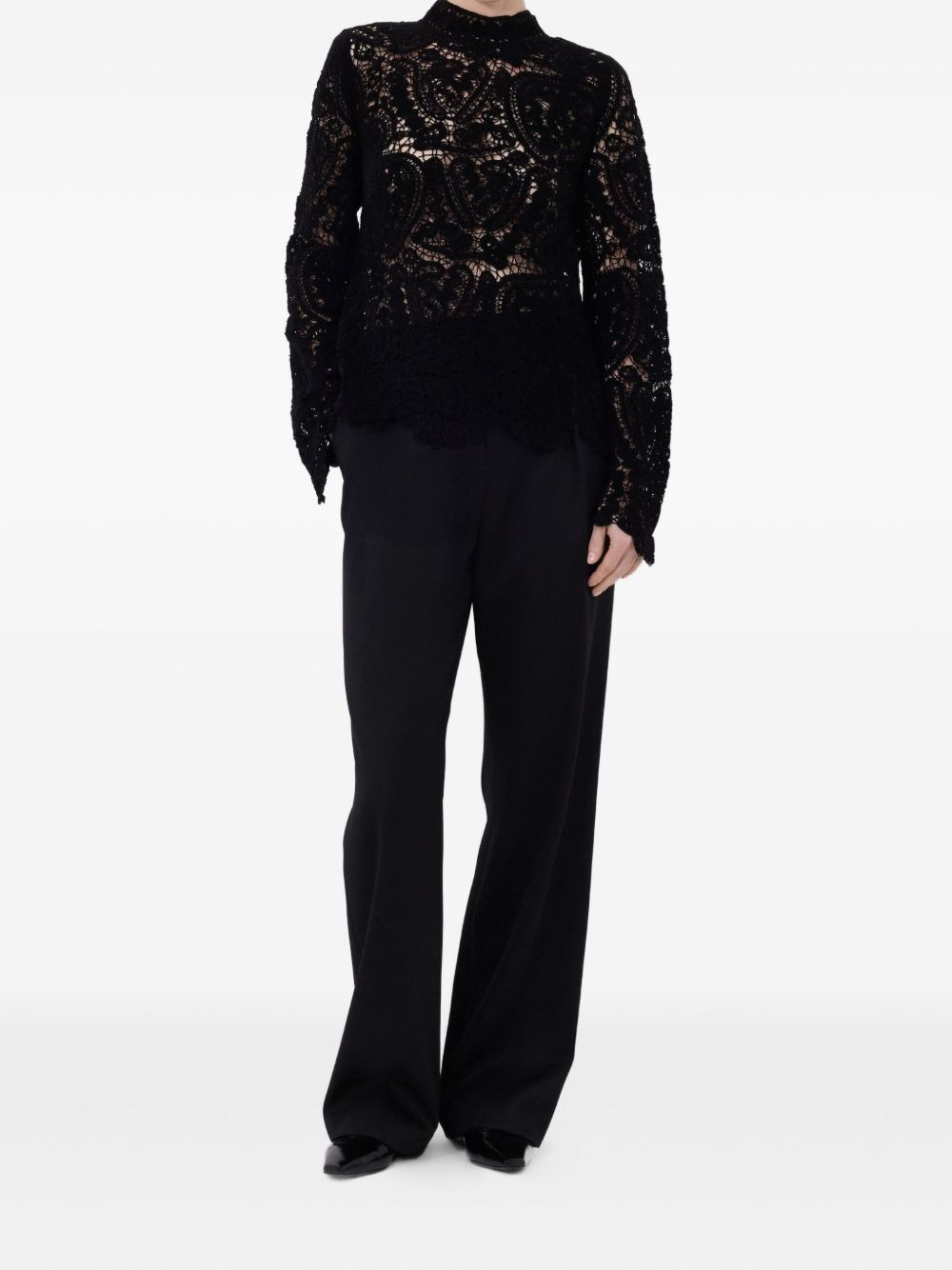WADE velvet silk lace knit top - 2