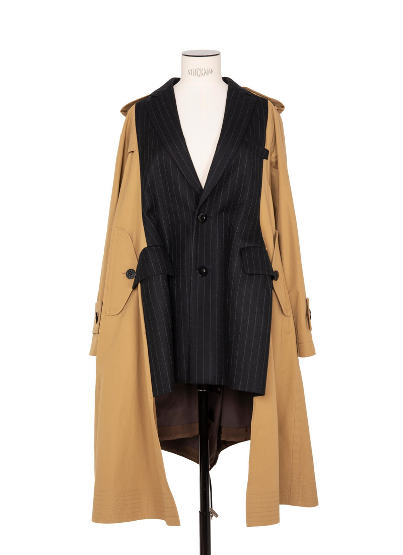 Chalk Stripe x Cotton Coating Coat 1