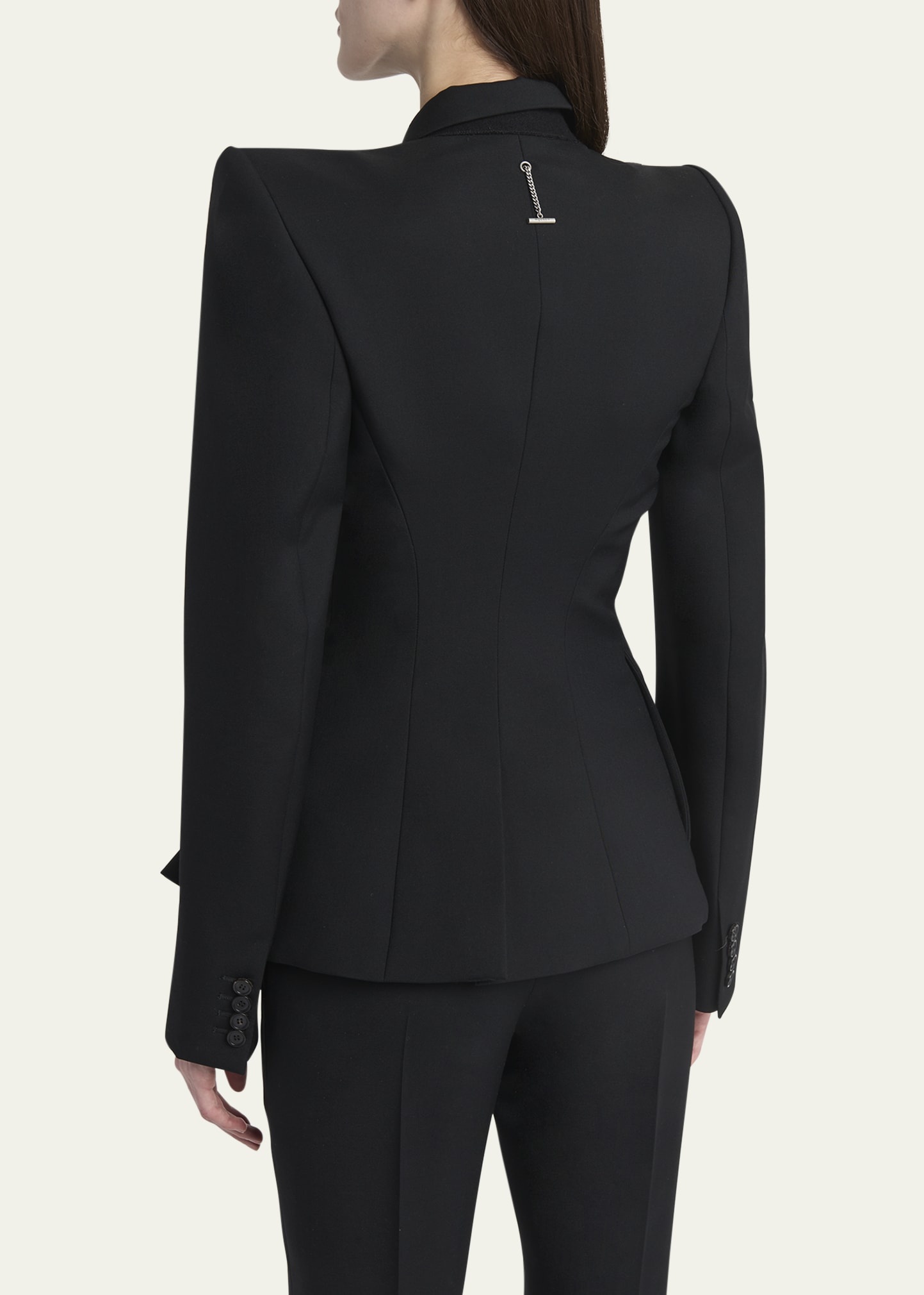 Gathered Side Fitted Wool Blazer - 3