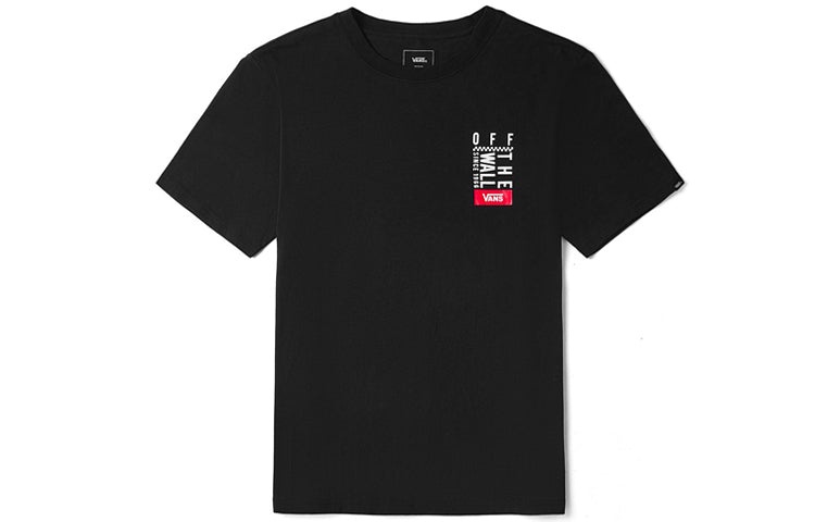 Men's Vans Logo Alphabet Printing Round Neck Short Sleeve Black VN0A4P4CBLK - 2