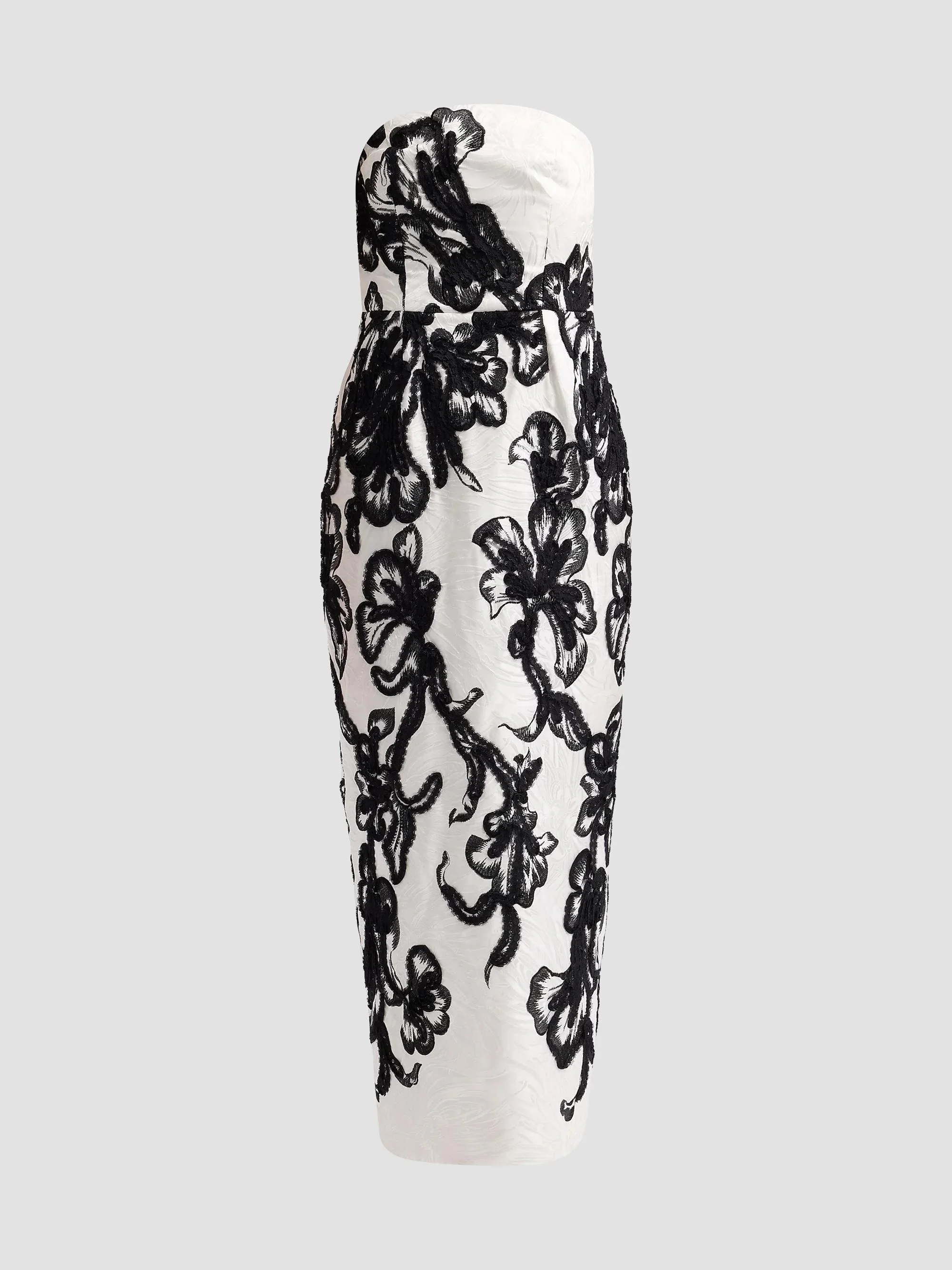 Women's Orion Chiffon Embroidered Maxi Dress - White Black - 1