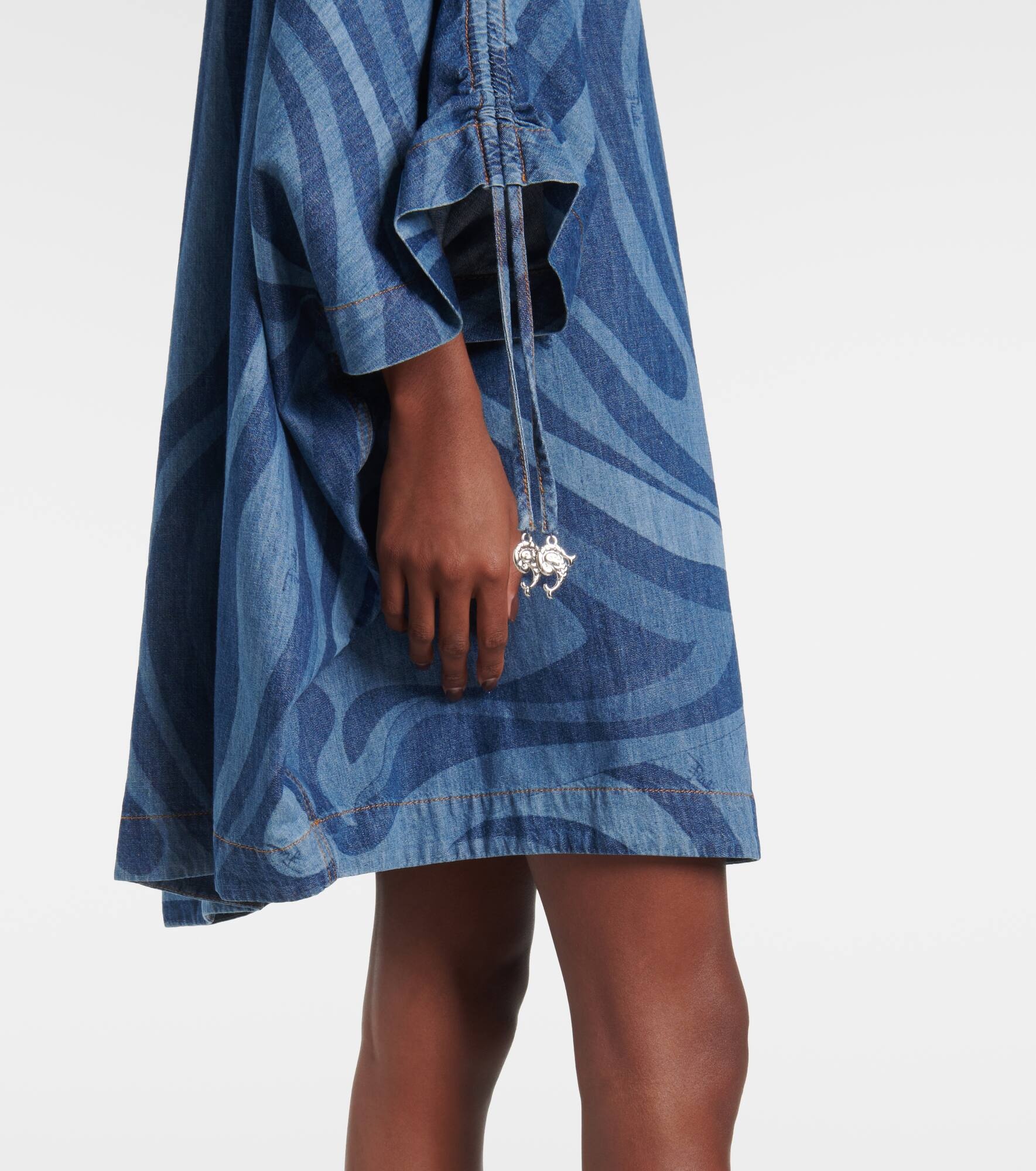 Marmo-print denim kaftan - 5