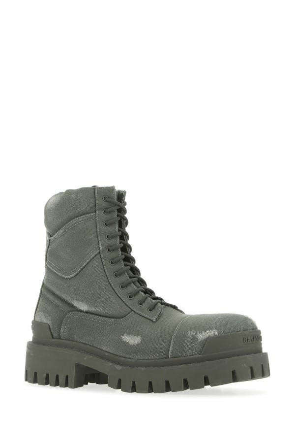 Grey canvas Combat Strike ankle boots - 2