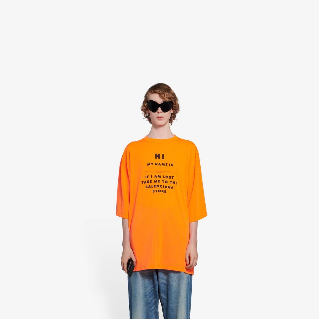 Men's Hi My Name Is Wide Fit T-shirt  in Orange - 3