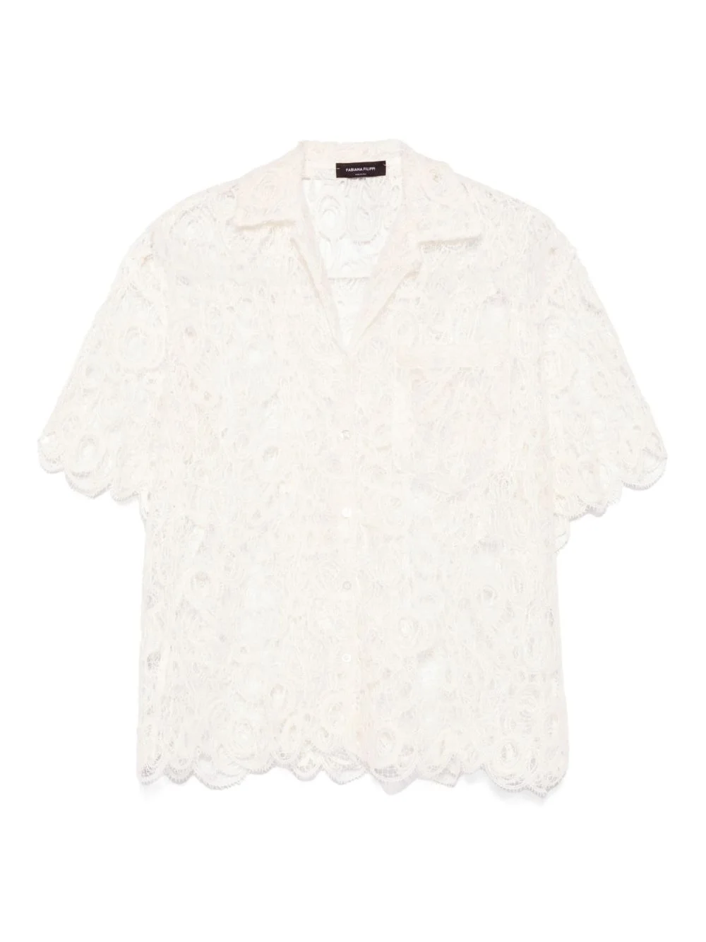 lace scalloped-hem shirt - 1