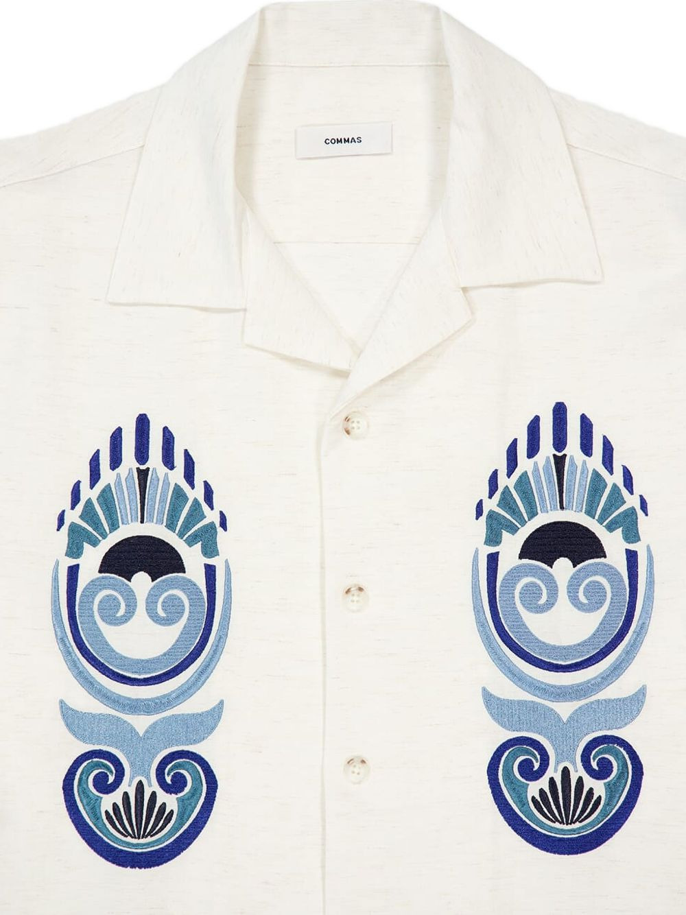 camp-collar embroidered shirt - 3