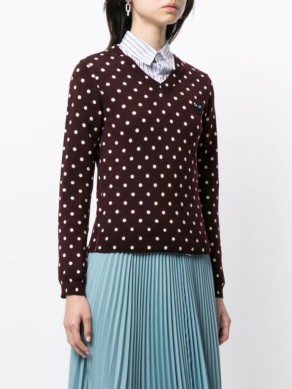 polka dot-print V-neck jumper - 3