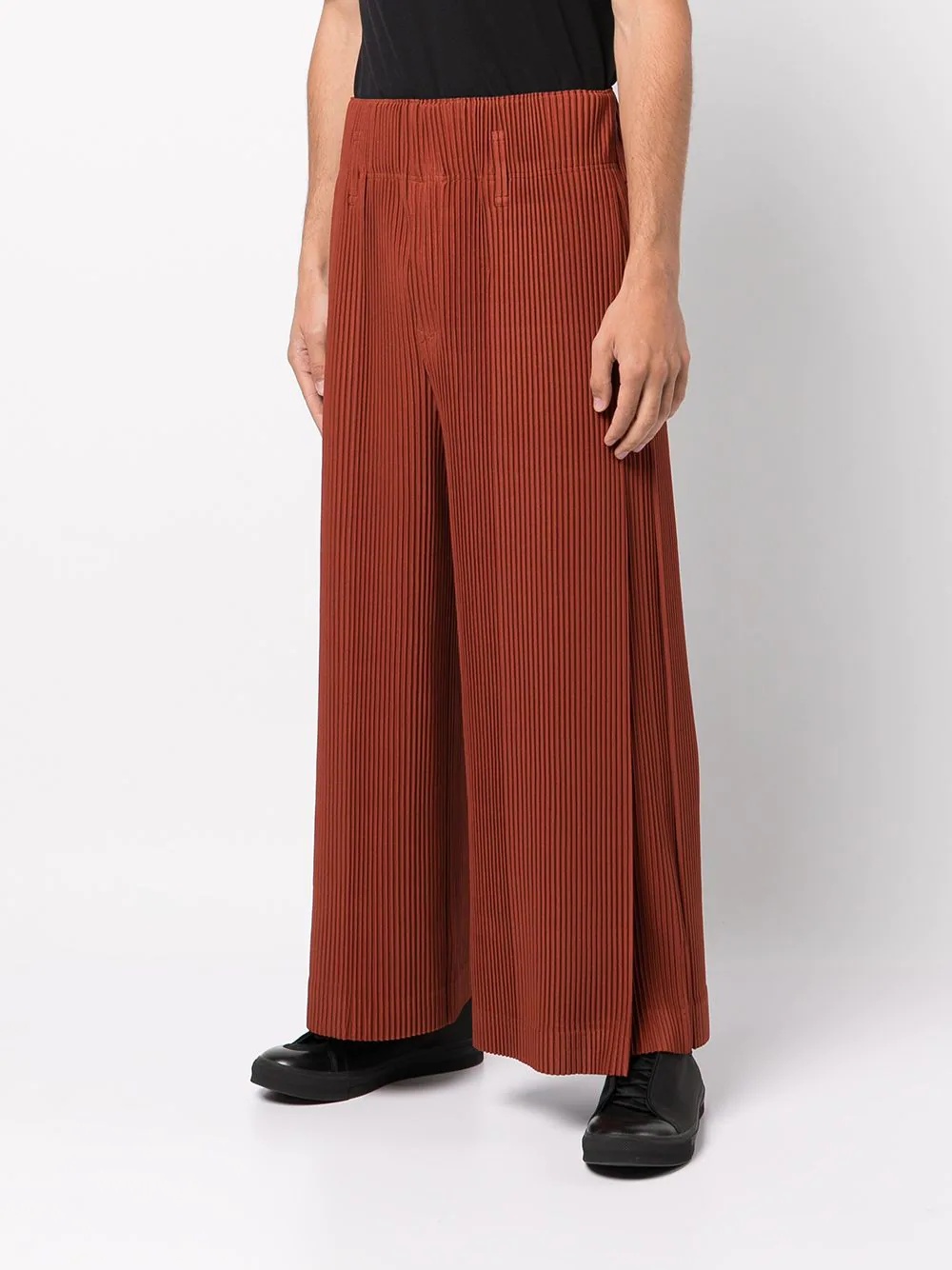 plissé wide leg trousers - 3