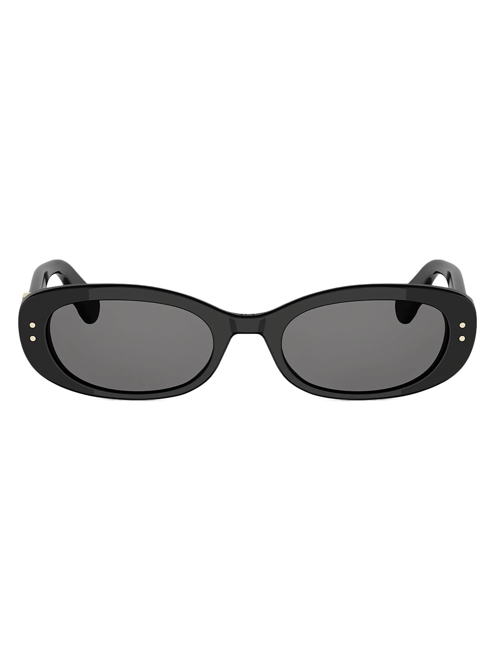 Women's Oblique B1l 52MM Oval Sunglasses - Shiny Black Smoke - 1