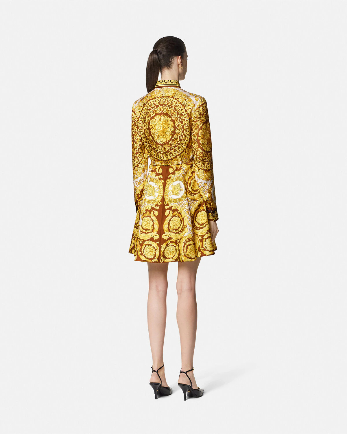 Barocco Silk Mini Shirt Dress - 5