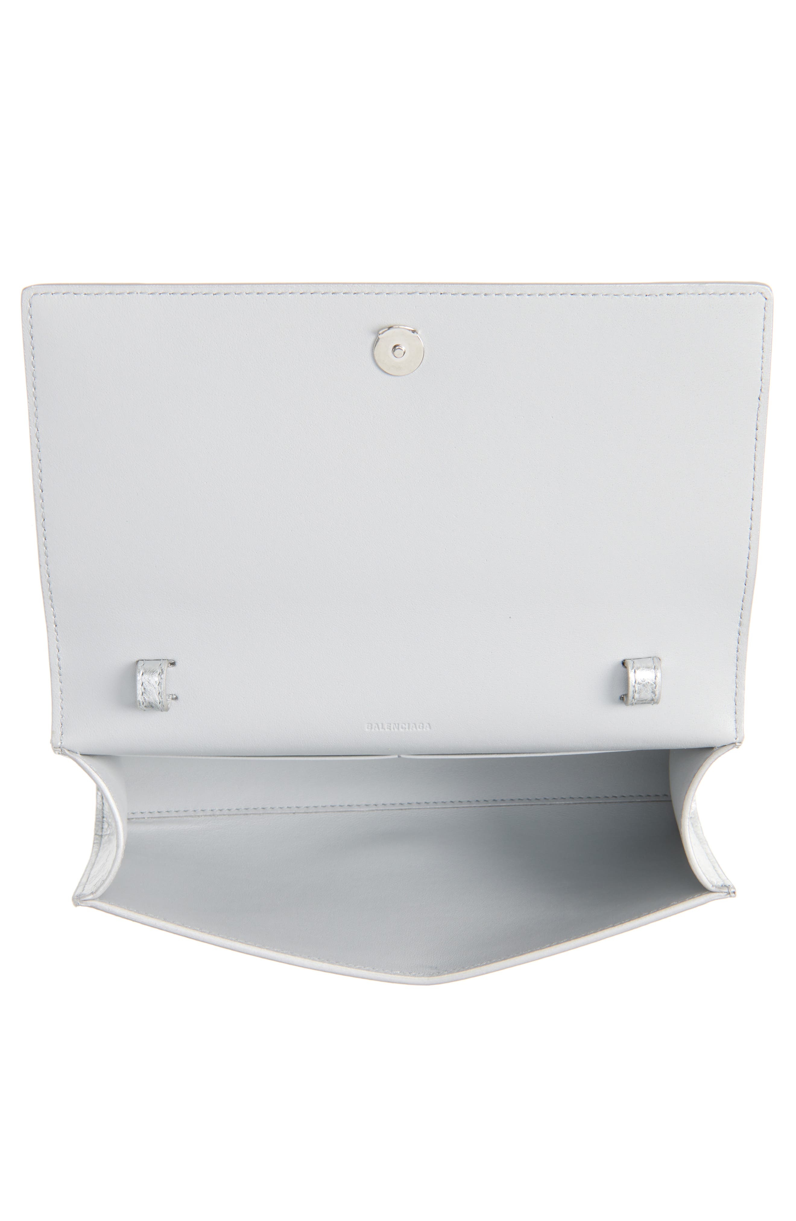 Balenciaga Le City Metallic Leather Wallet on a Chain in 8122 Silver at Nordstrom - 2