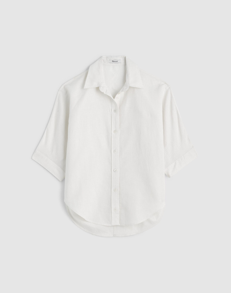 Relaxed Pleat-Sleeve Button-Up Shirt 1