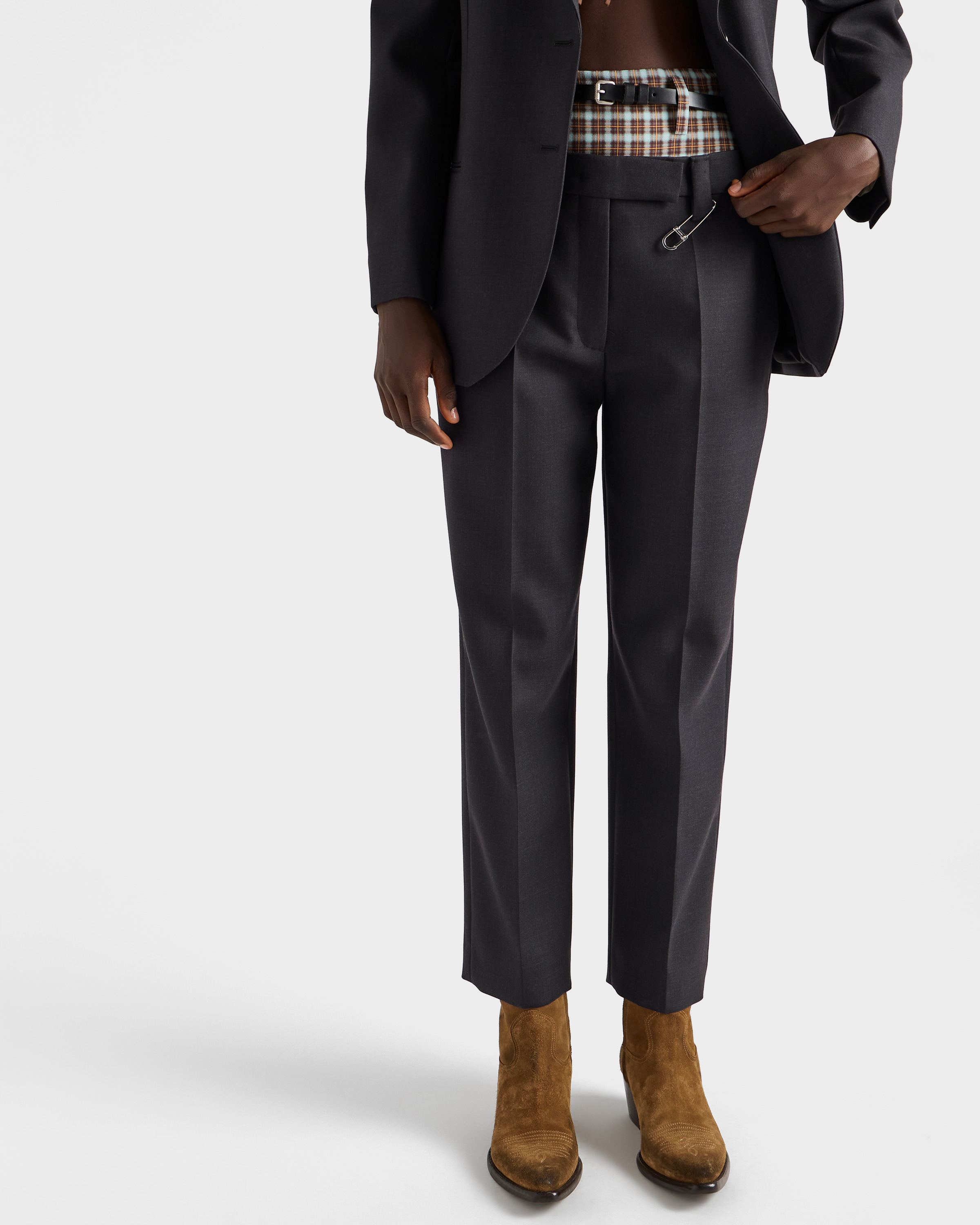 Wool gabardine pants with pin - 3