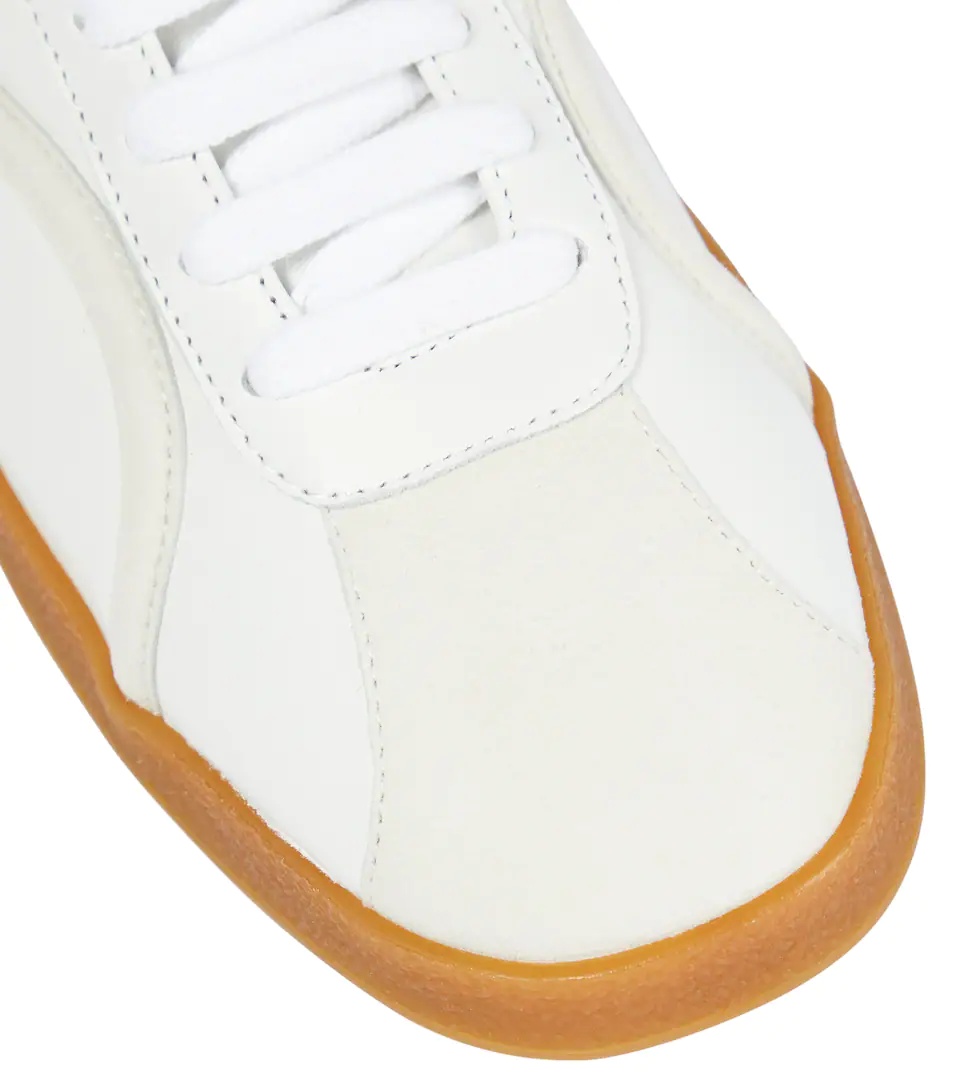 Suede-trimmed leather sneakers - 6