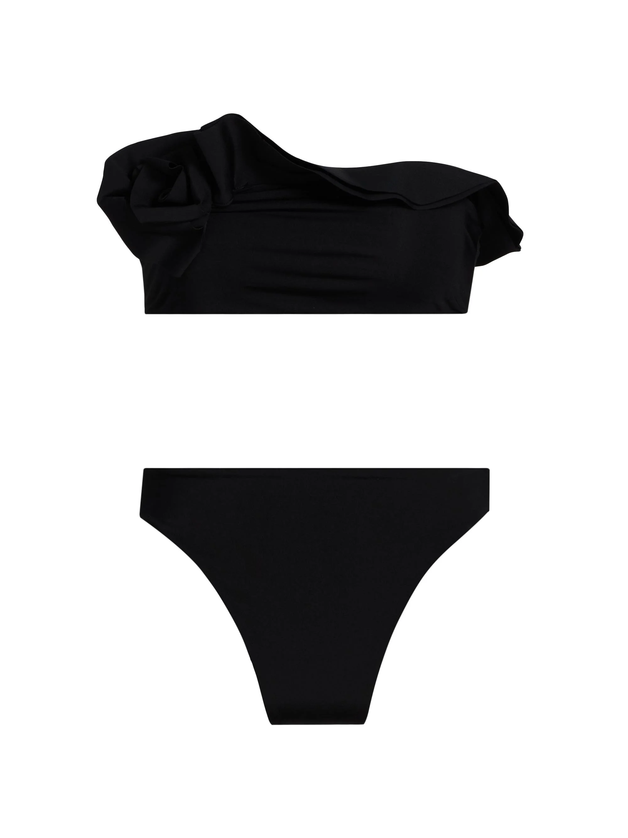 Women's Bies Ruffle-Trimmed Bikini Set - Black - 1