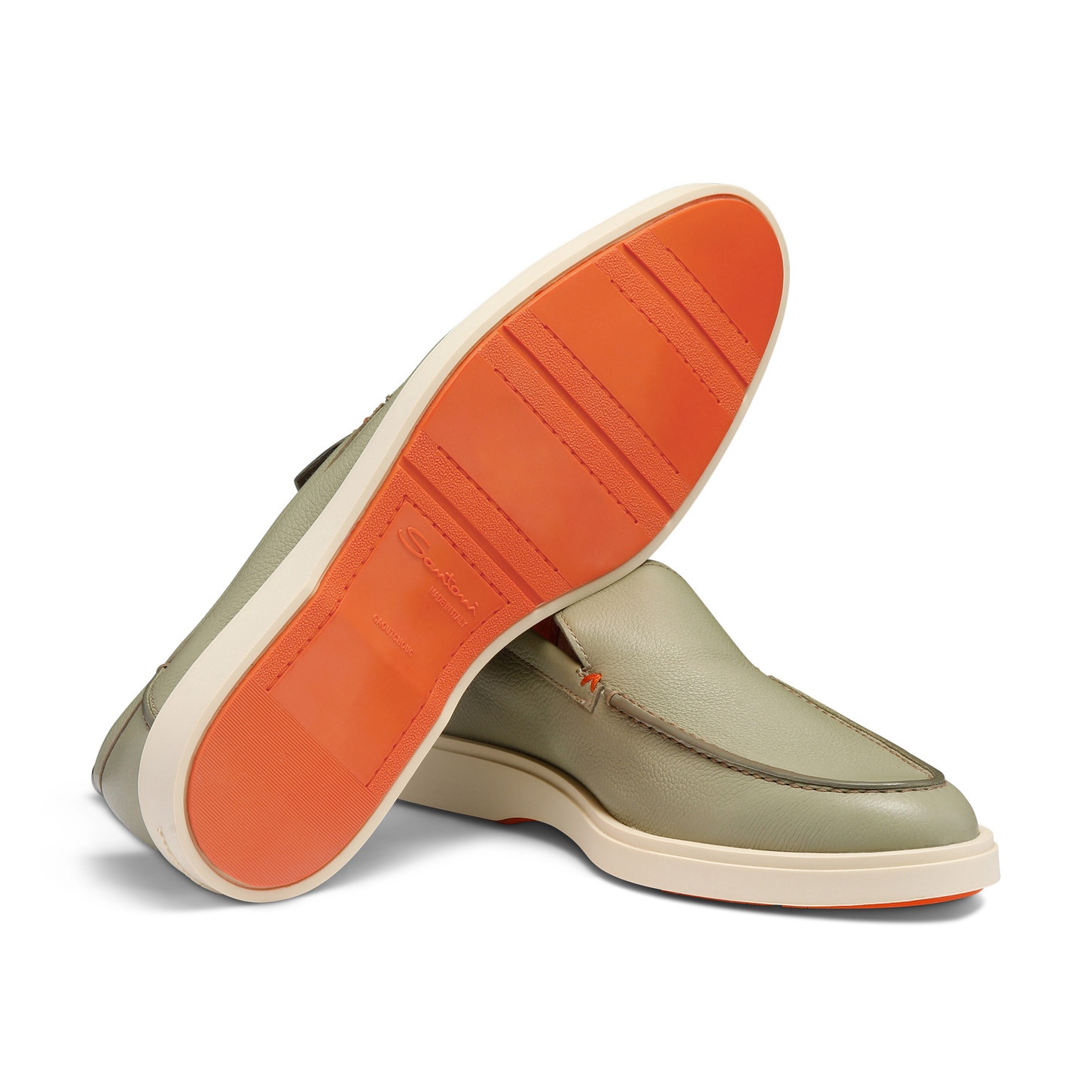 Men's light green tumbed leather loafer - 4