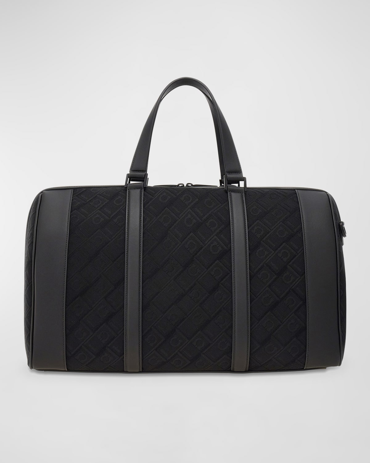 Men's Jacquard and Leather Duffel Bag - 3