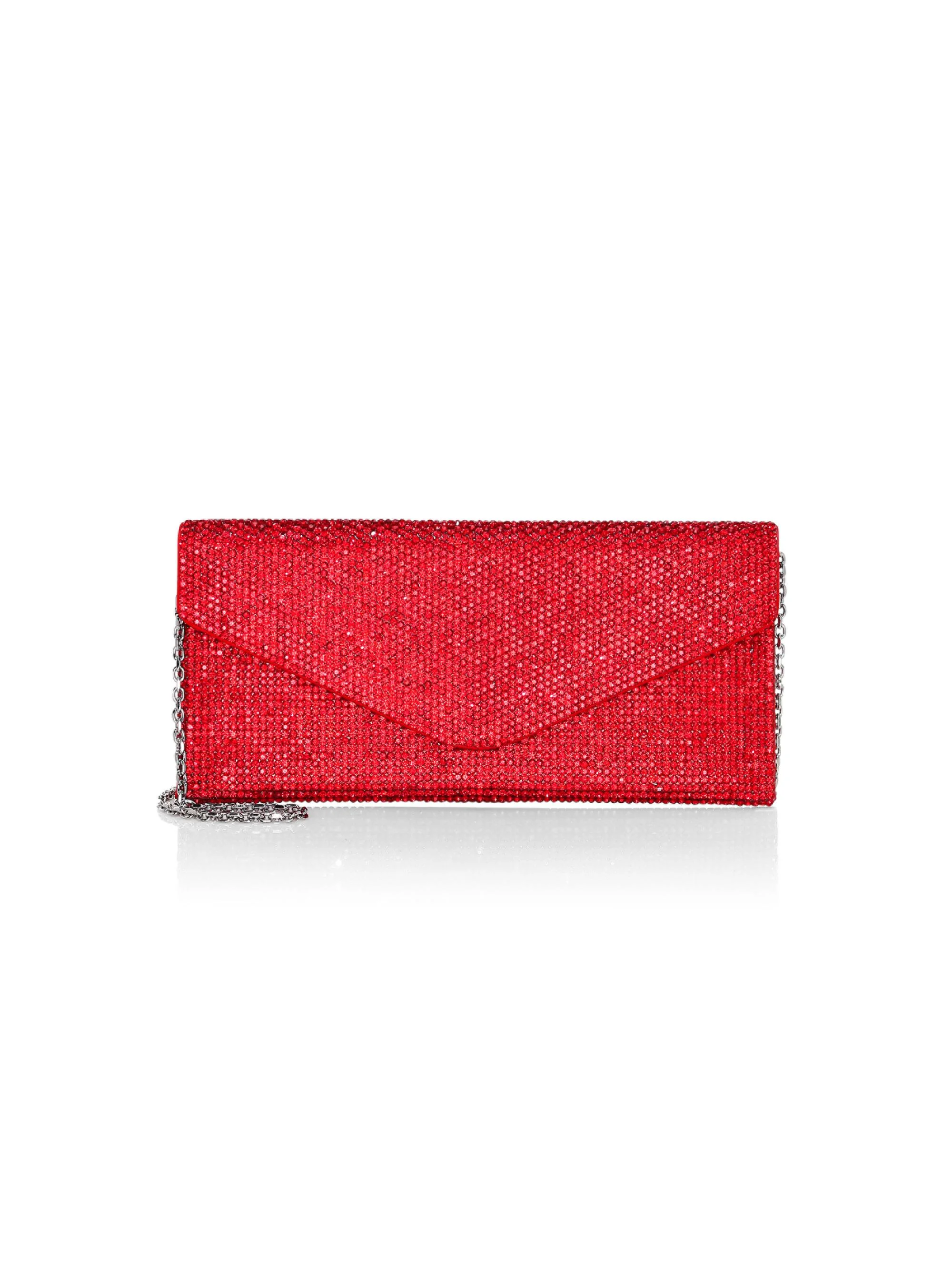 Women's Envelope Crystal Clutch - Red - 1