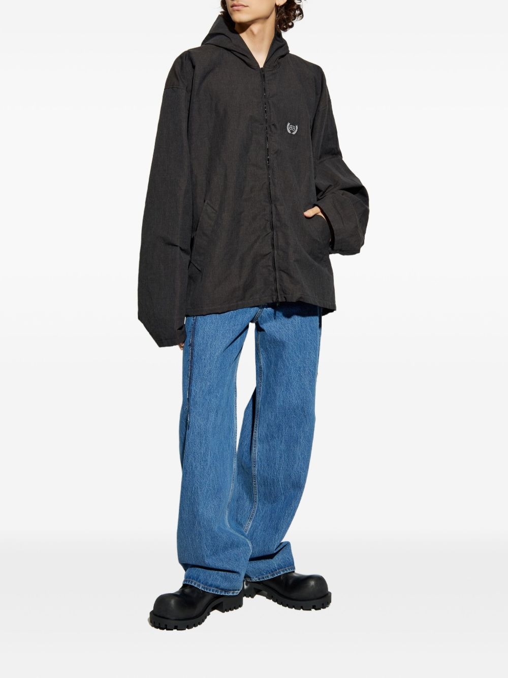 frayed-detail balloon jeans - 2
