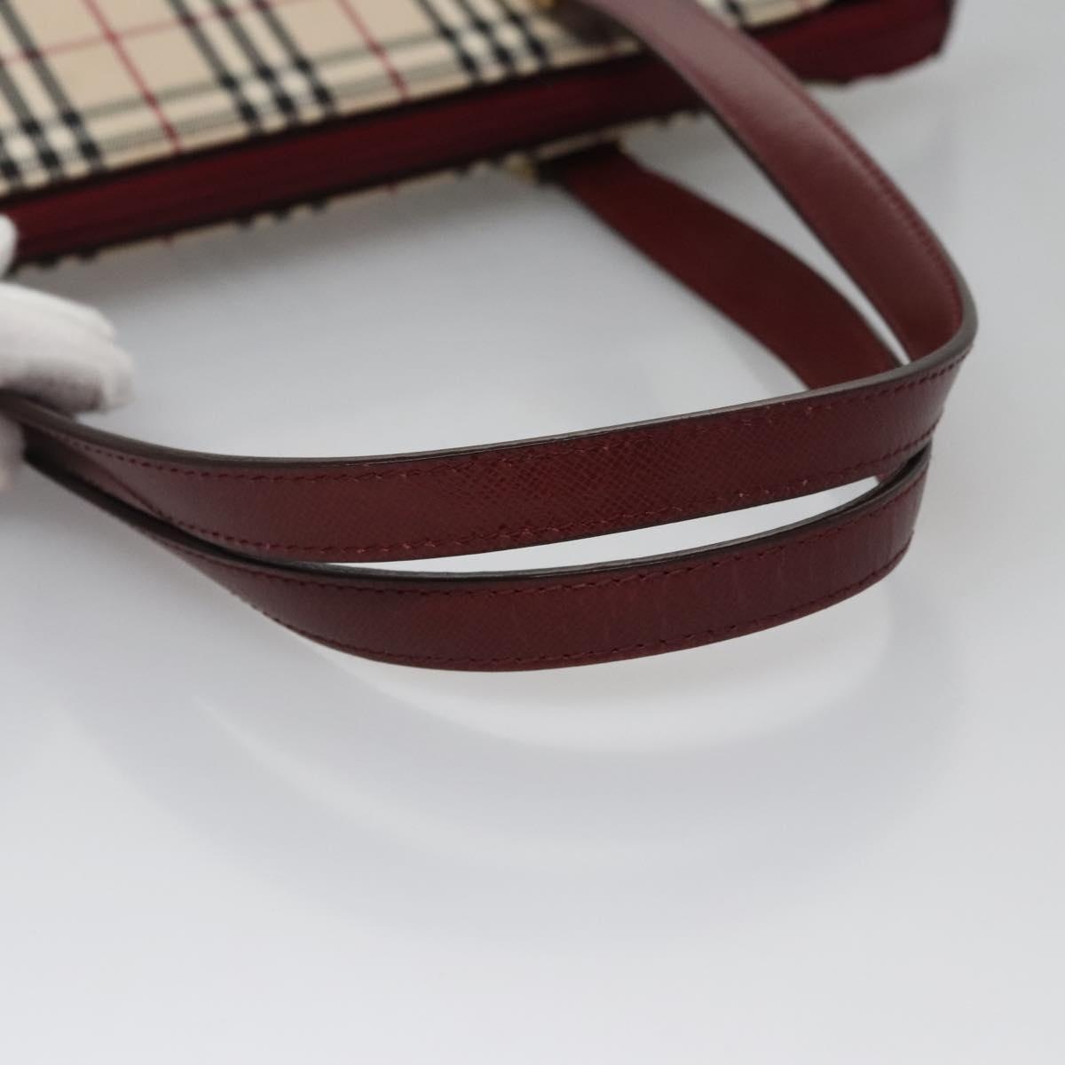 Burberry Nova Check Tote Bag Canvas Leather Beige Red Gold - 8