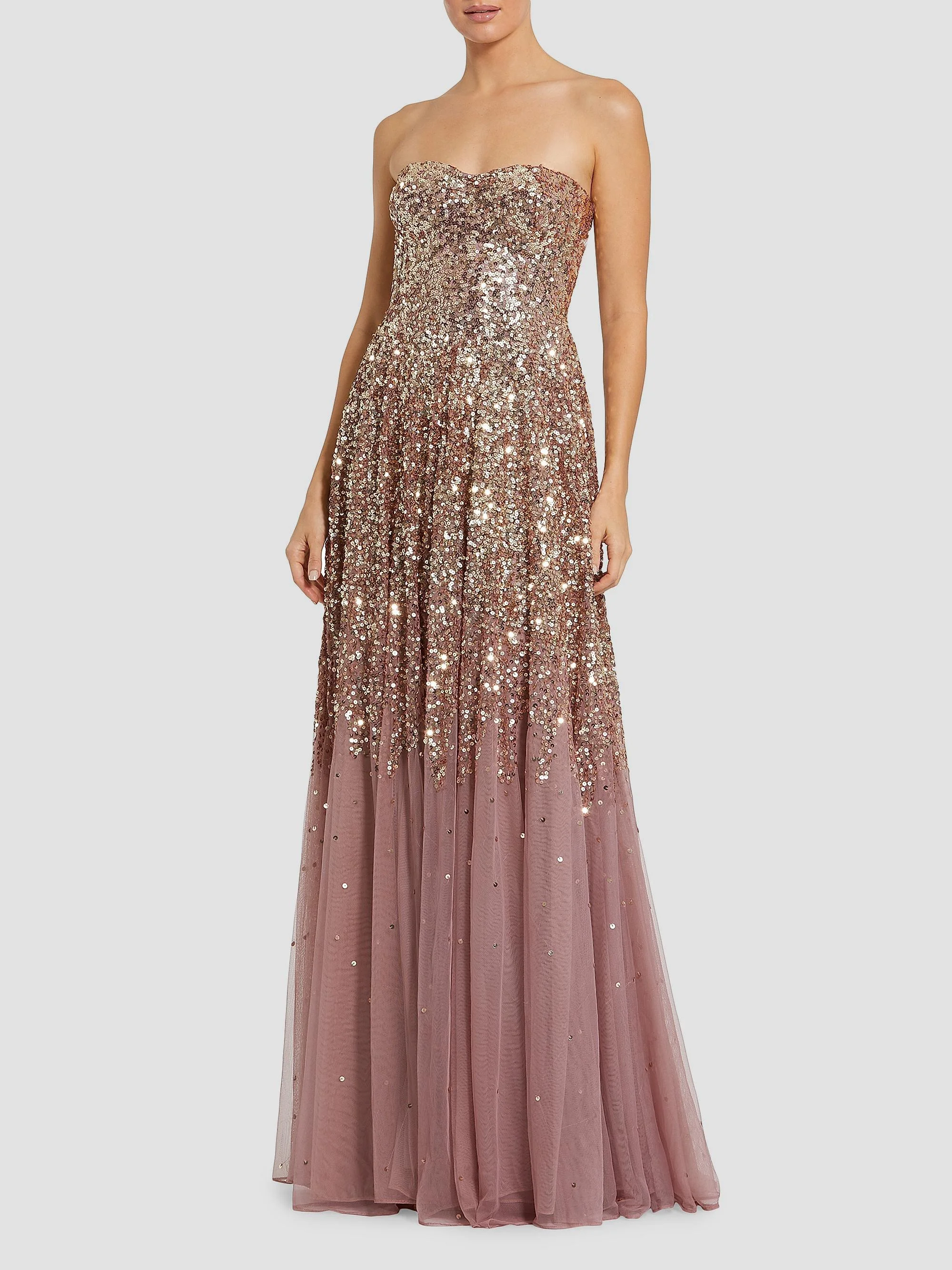 Women's Ombré Sequin-Embellished Tulle Gown - Gold Amethyst - 1
