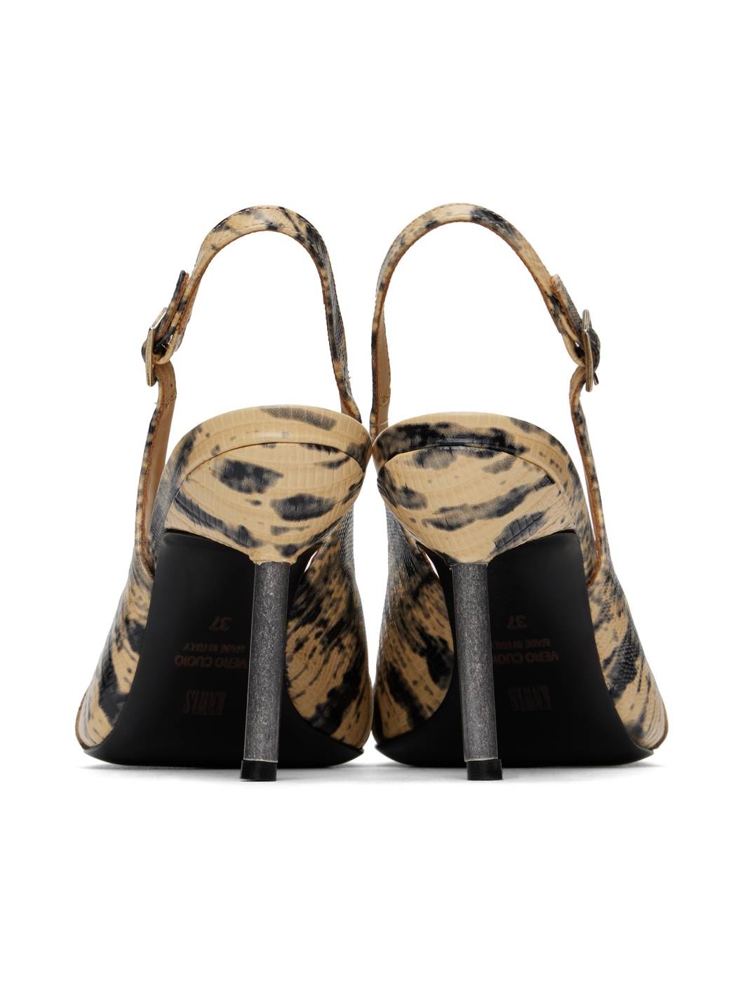 Beige & Black Carmine Heels - 2