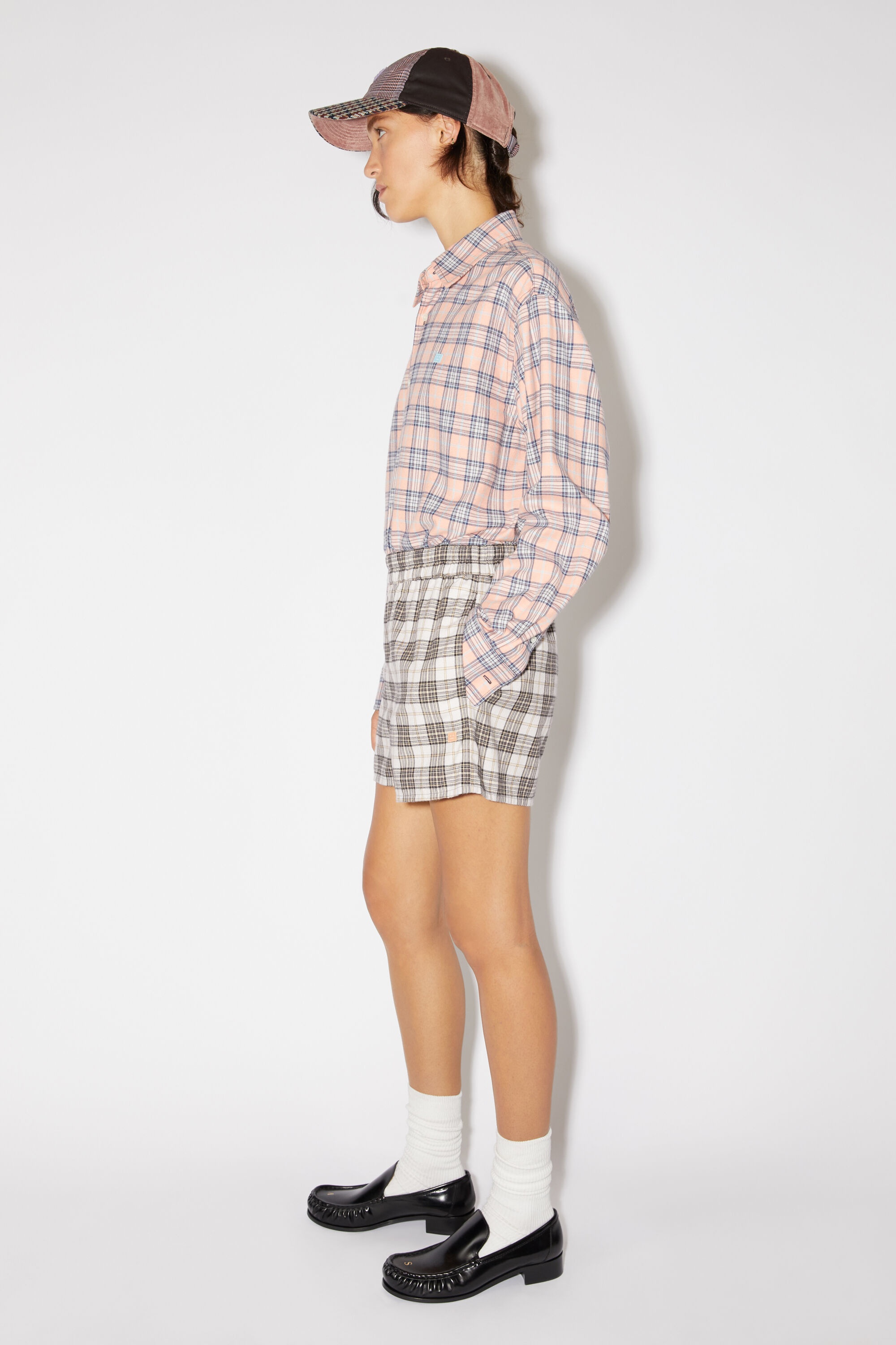 Flannel check shorts - White/black - 4