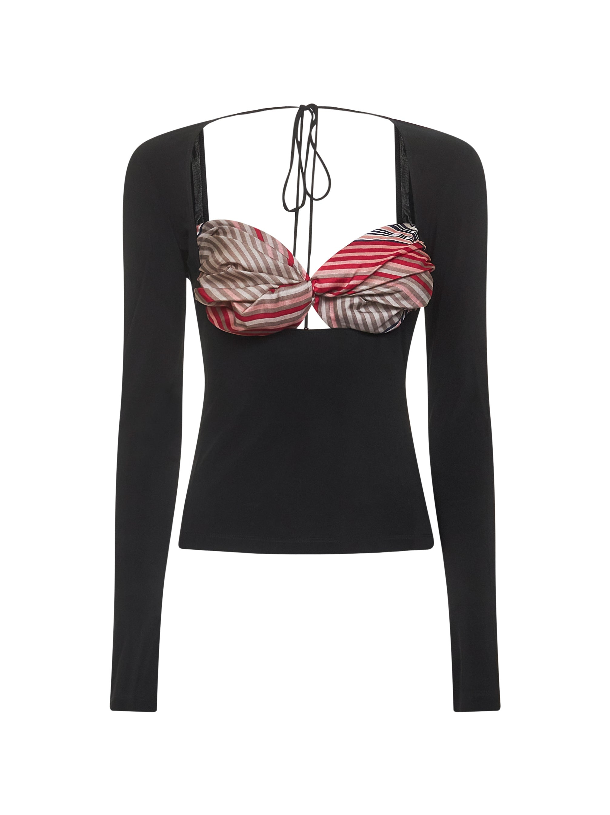Marine Serre Women Black Draped Top With Silk Insert - 3