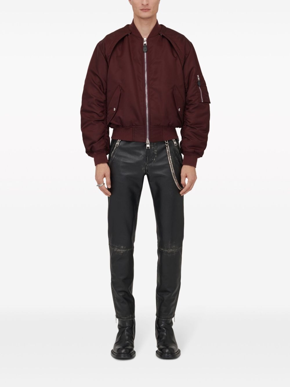layered zip-up bomber jacket - 2