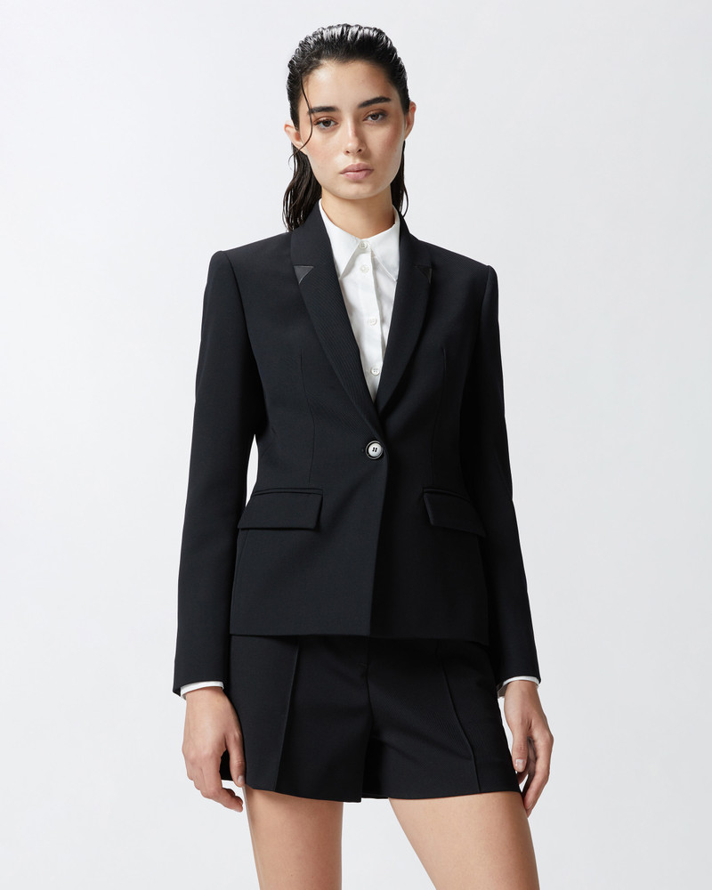 PINKO BLACK SINGLE-BREASTED WOOL TWILL BLAZER outlook
