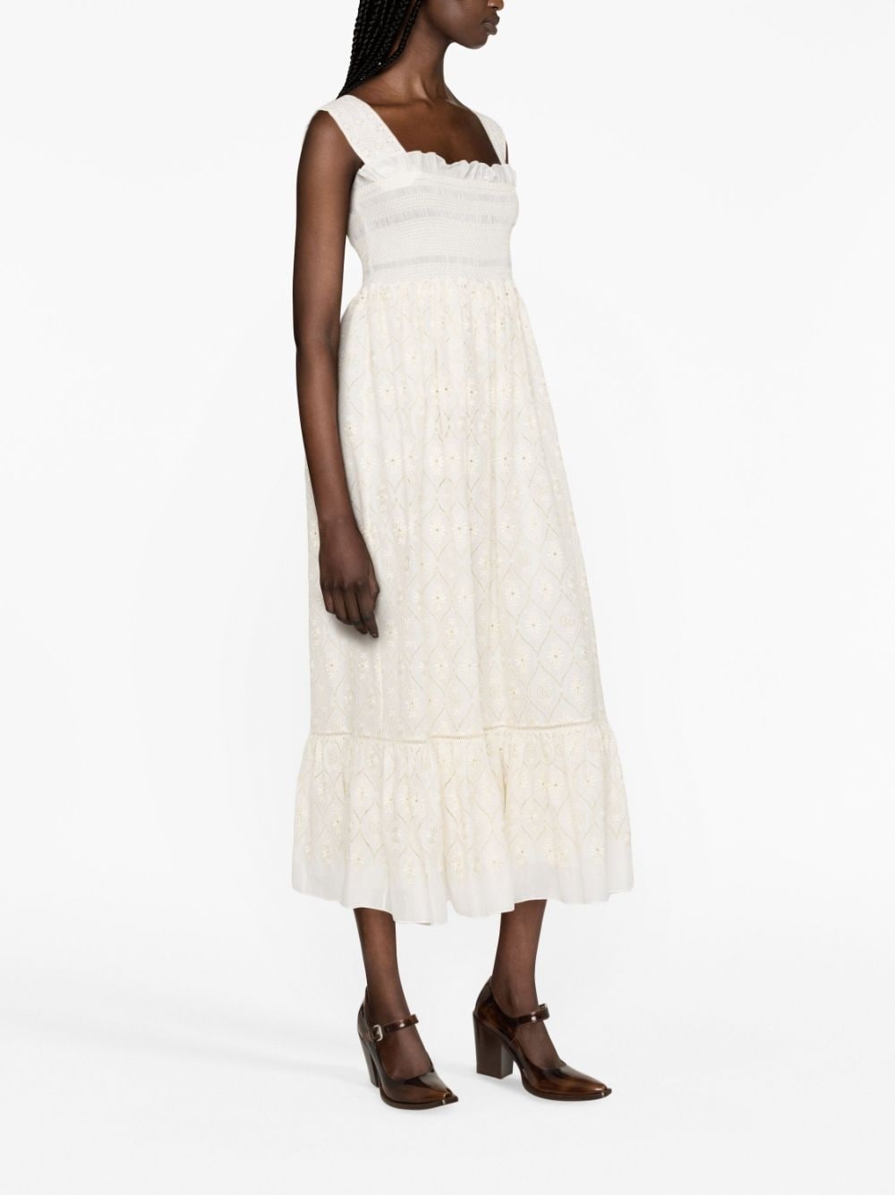 broderie anglaise cotton midi dress - 4