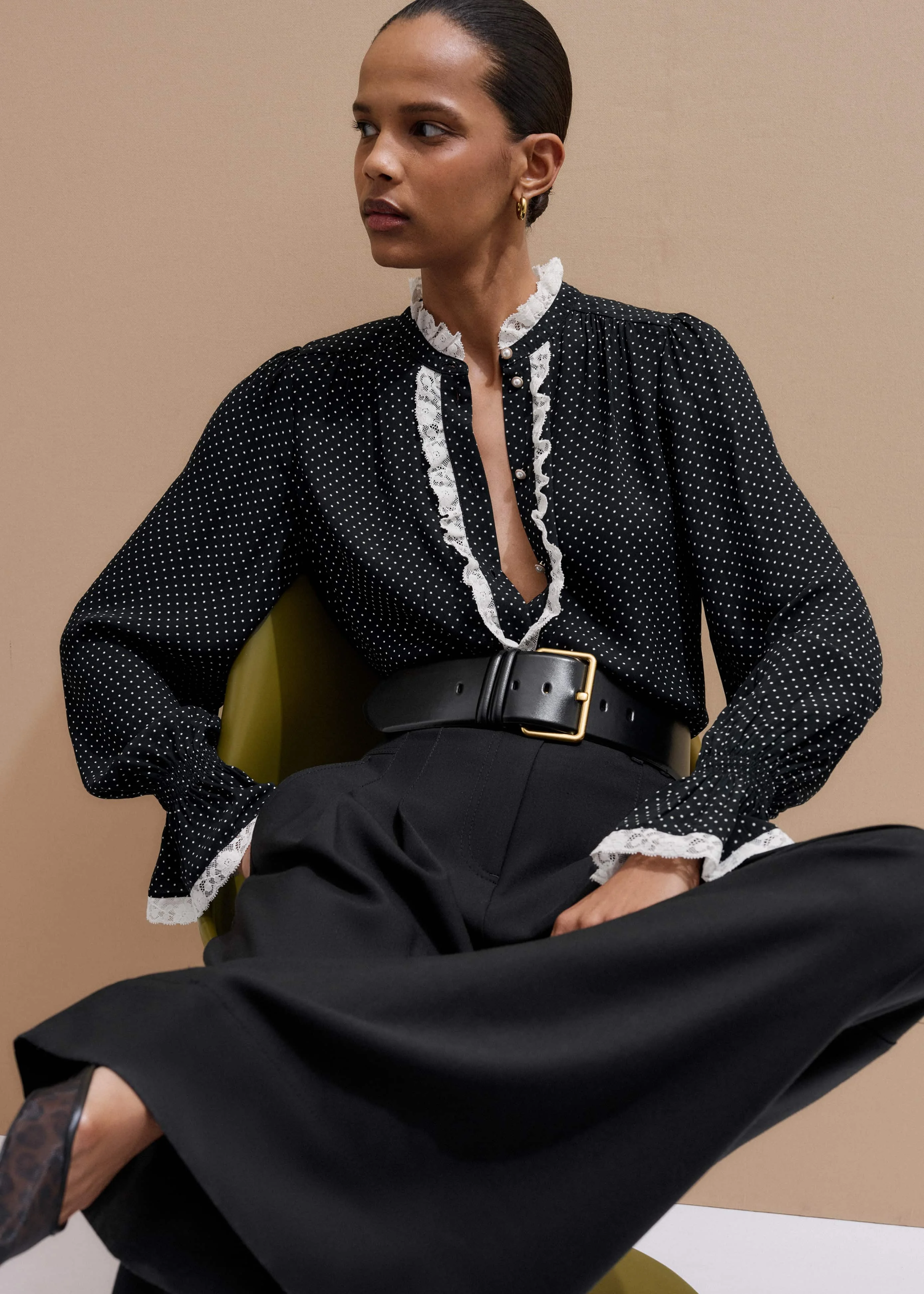 Lace Trim Blouse - 1