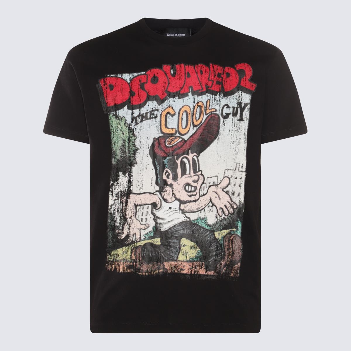 DSQUARED2 BLACK COTTON T-SHIRT - 1