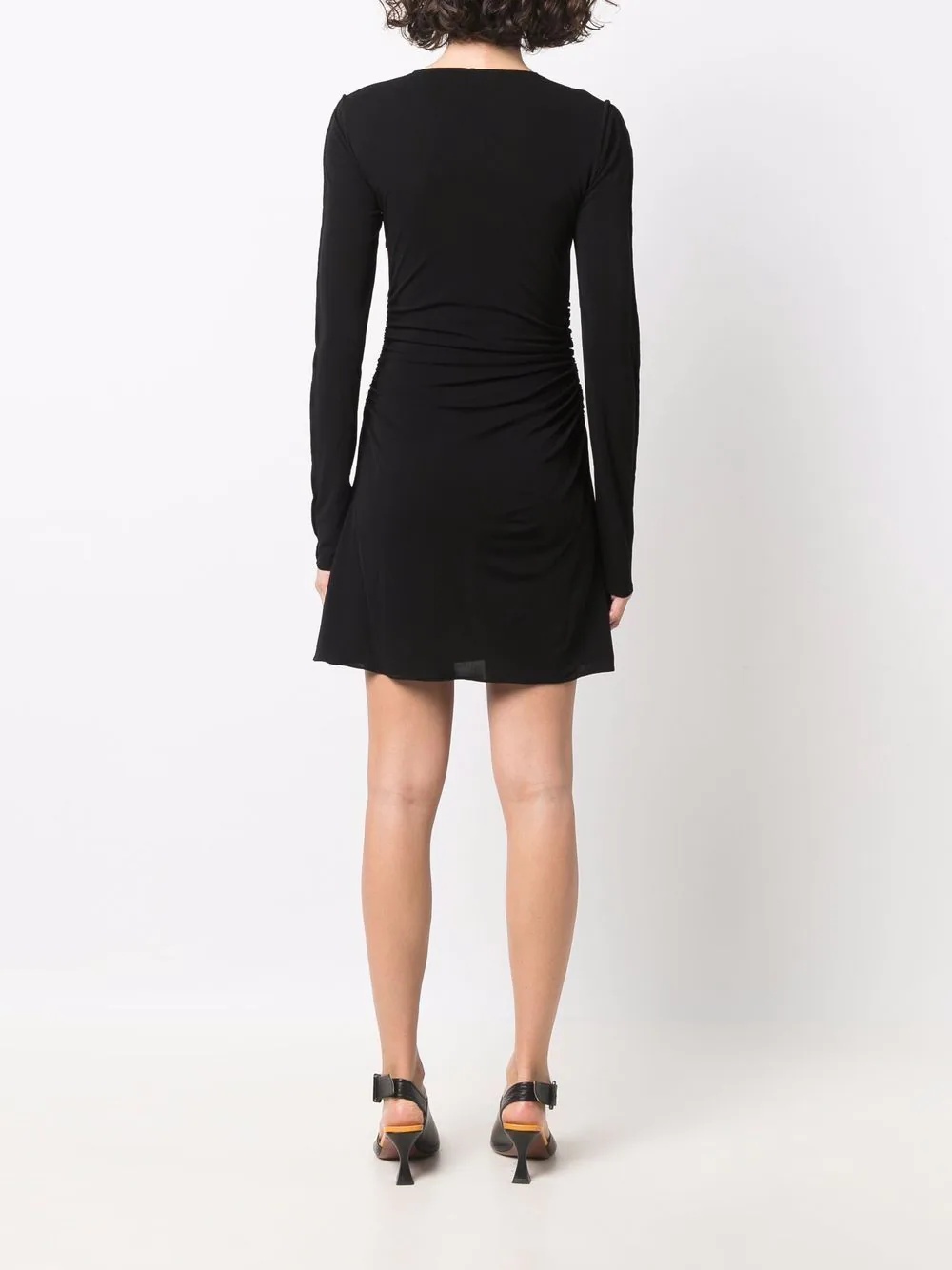 ruched longsleeved mini dress - 4