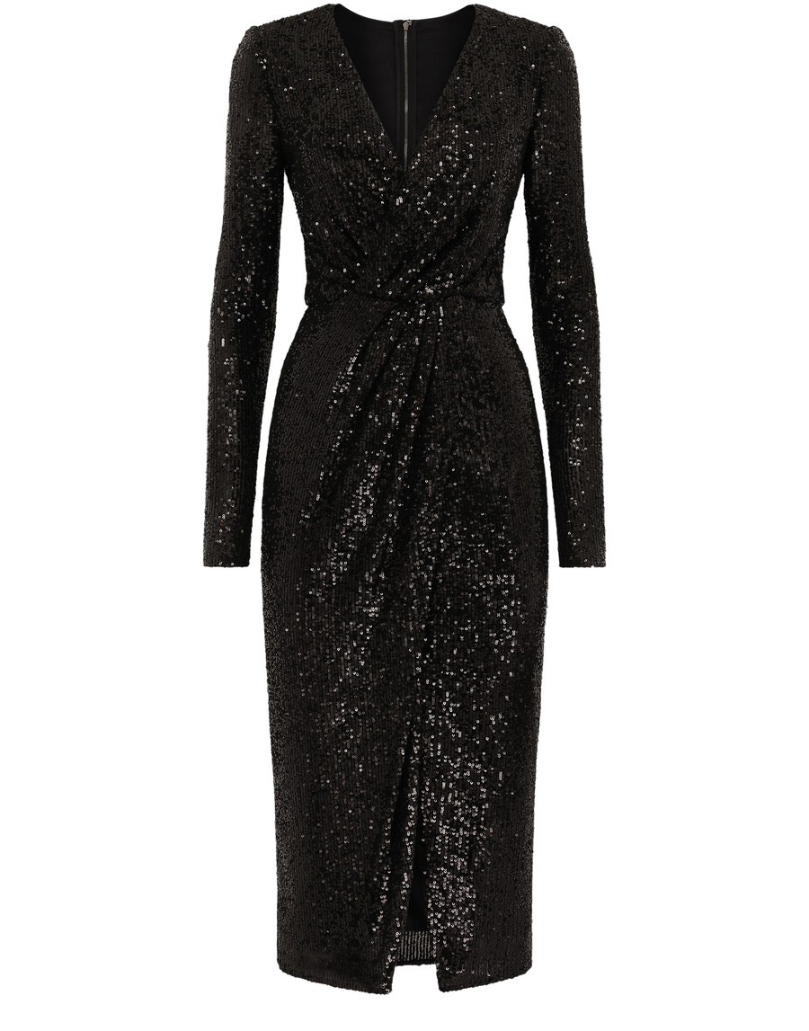 Micro-sequined calf-length dress - 1