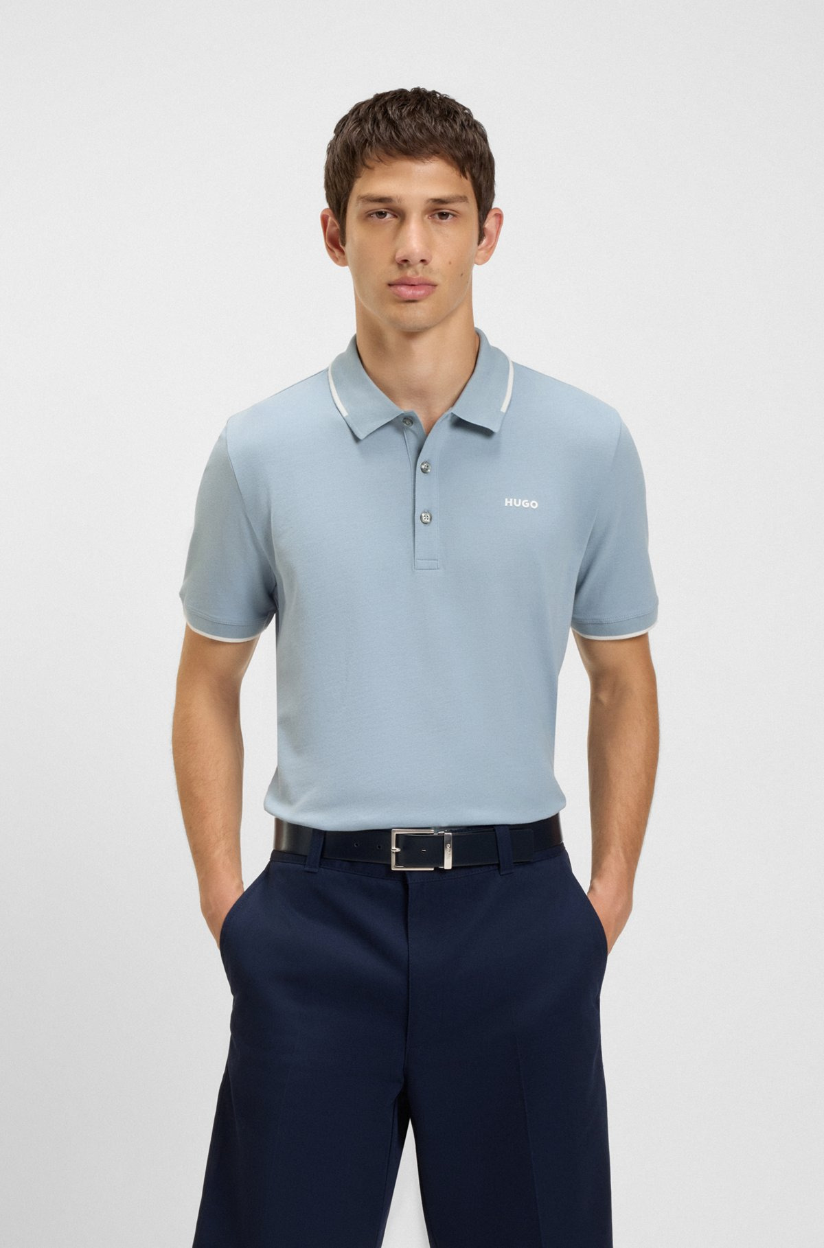 STRETCH-COTTON SLIM-FIT POLO SHIRT WITH PRINTED LOGO - 2