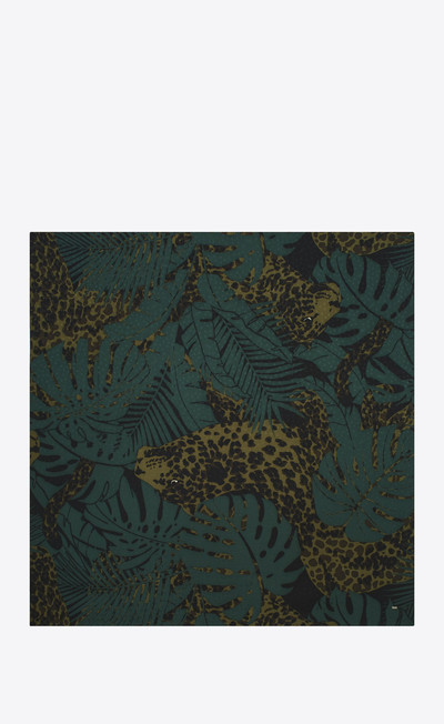 SAINT LAURENT square scarf in nocturnal jungle leopard wool etamine outlook