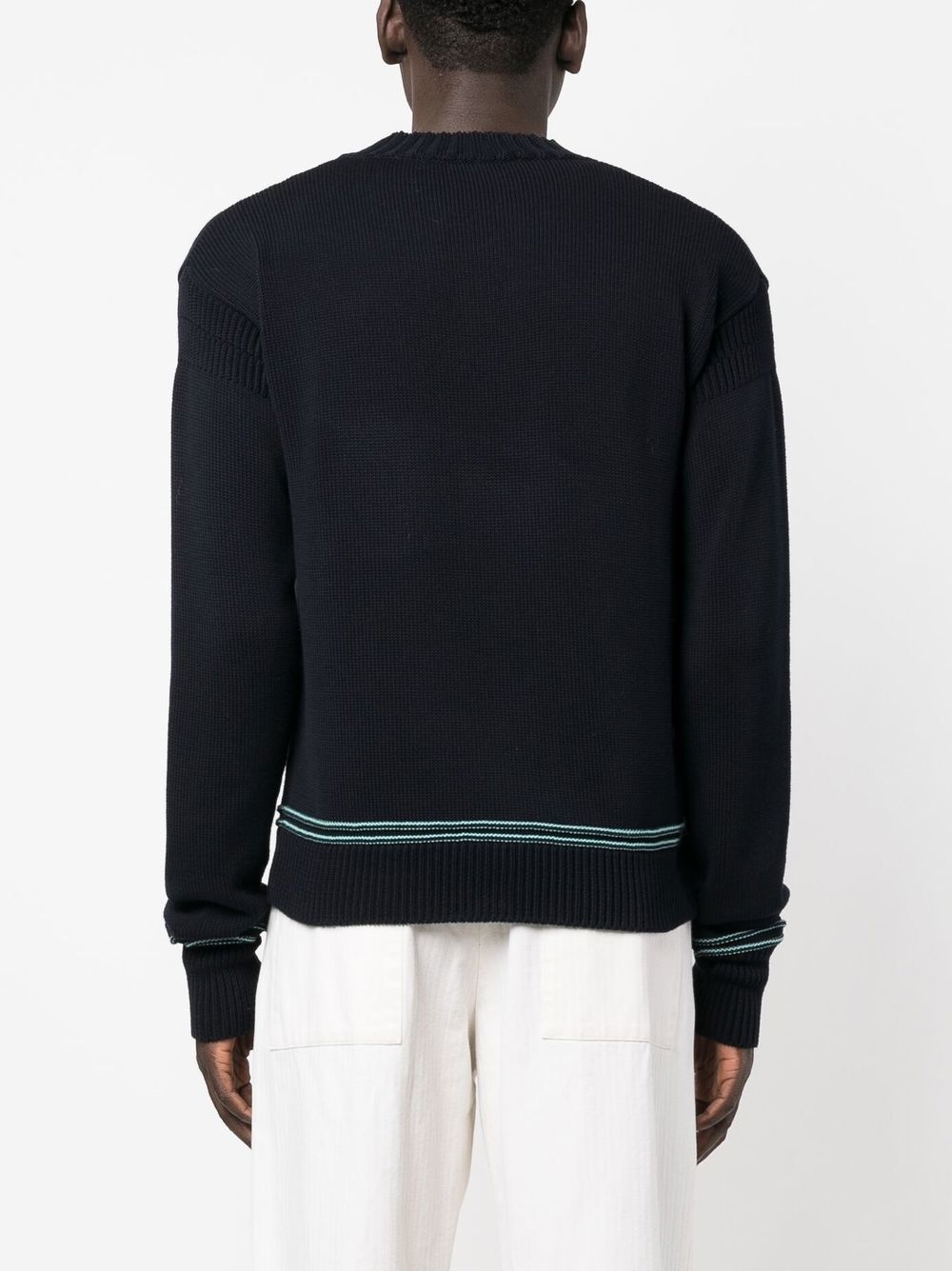 logo-intarsia cotton jumper - 4