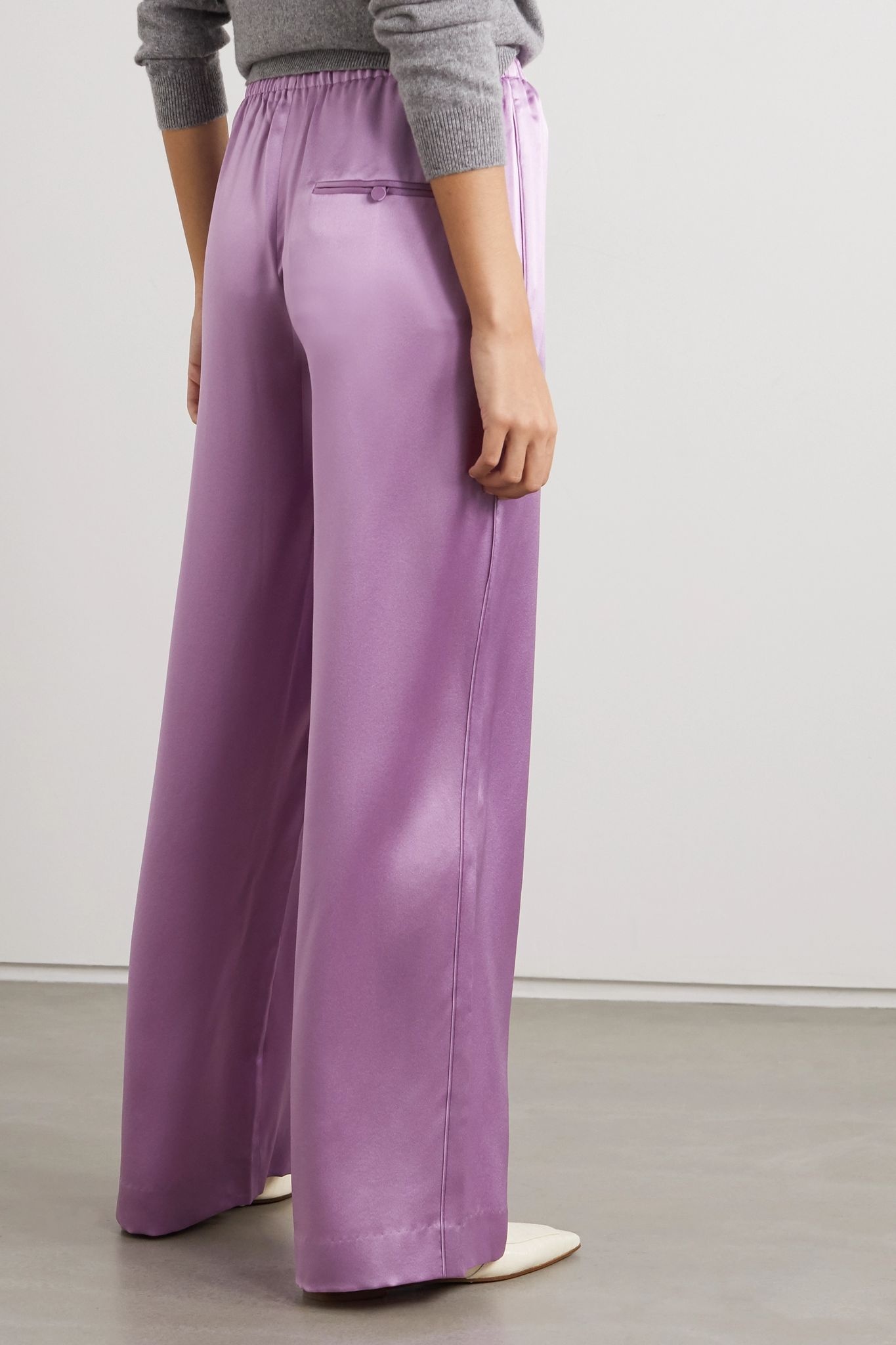 Silk-satin wide-leg pants - 3