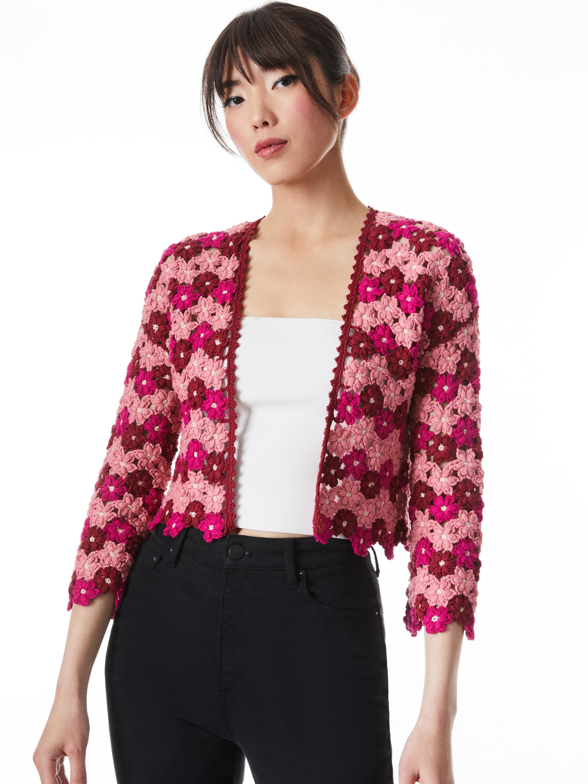 ANDERSON CROPPED FLOWER CROCHET CARDIGAN - 2