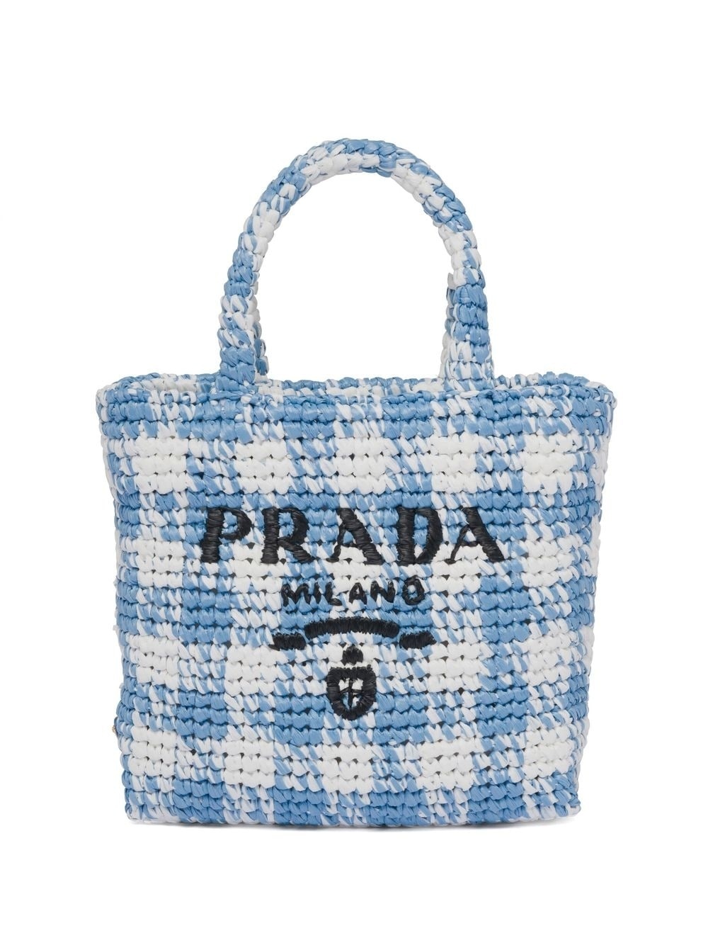 logo-knit gingham tote bag - 1