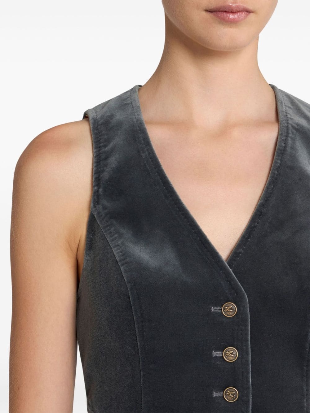 V-neck velvet waistcoat - 4
