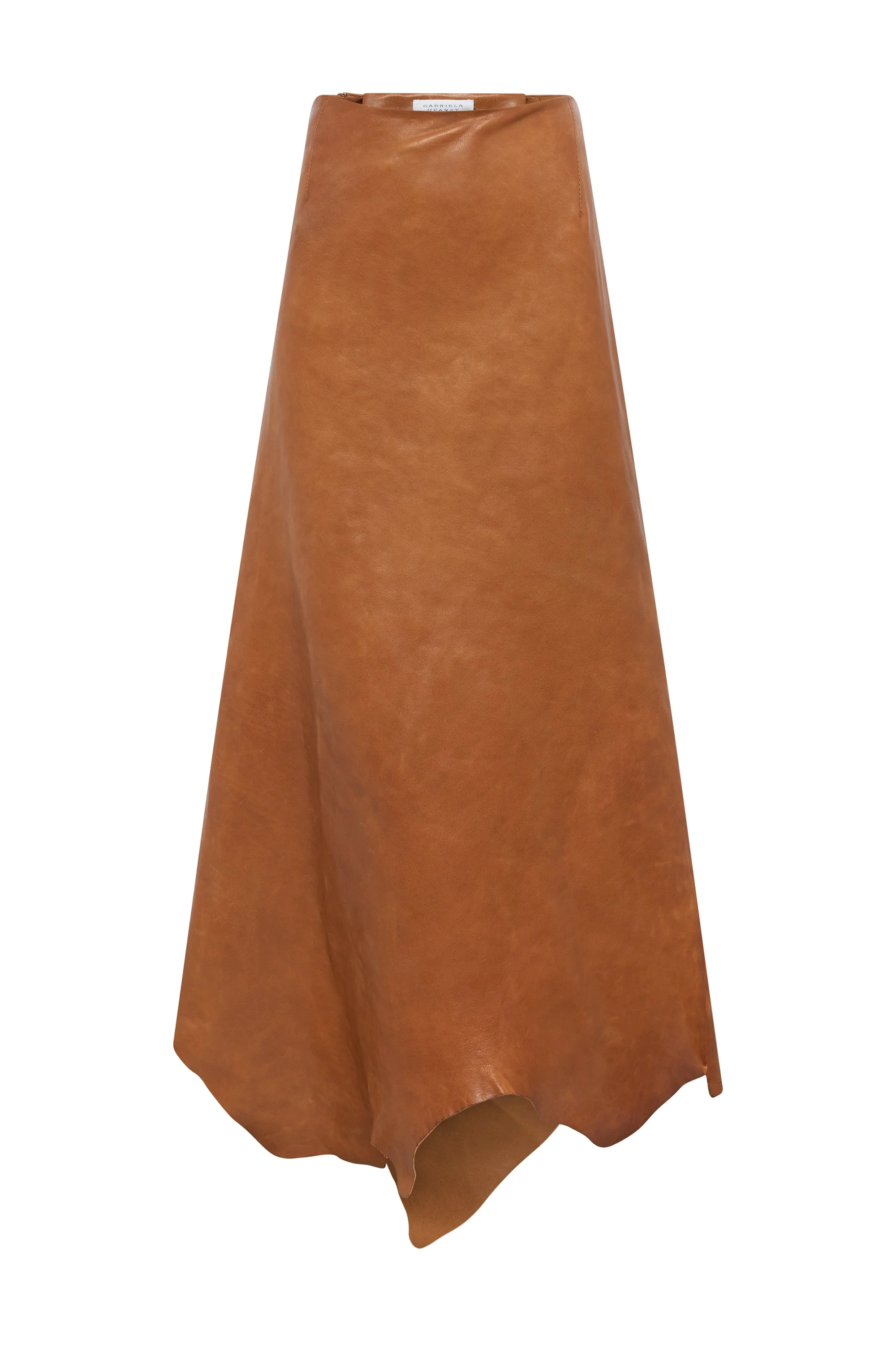 Edwardo Raw Cut Skirt in Cognac Vachetta Leather - 1