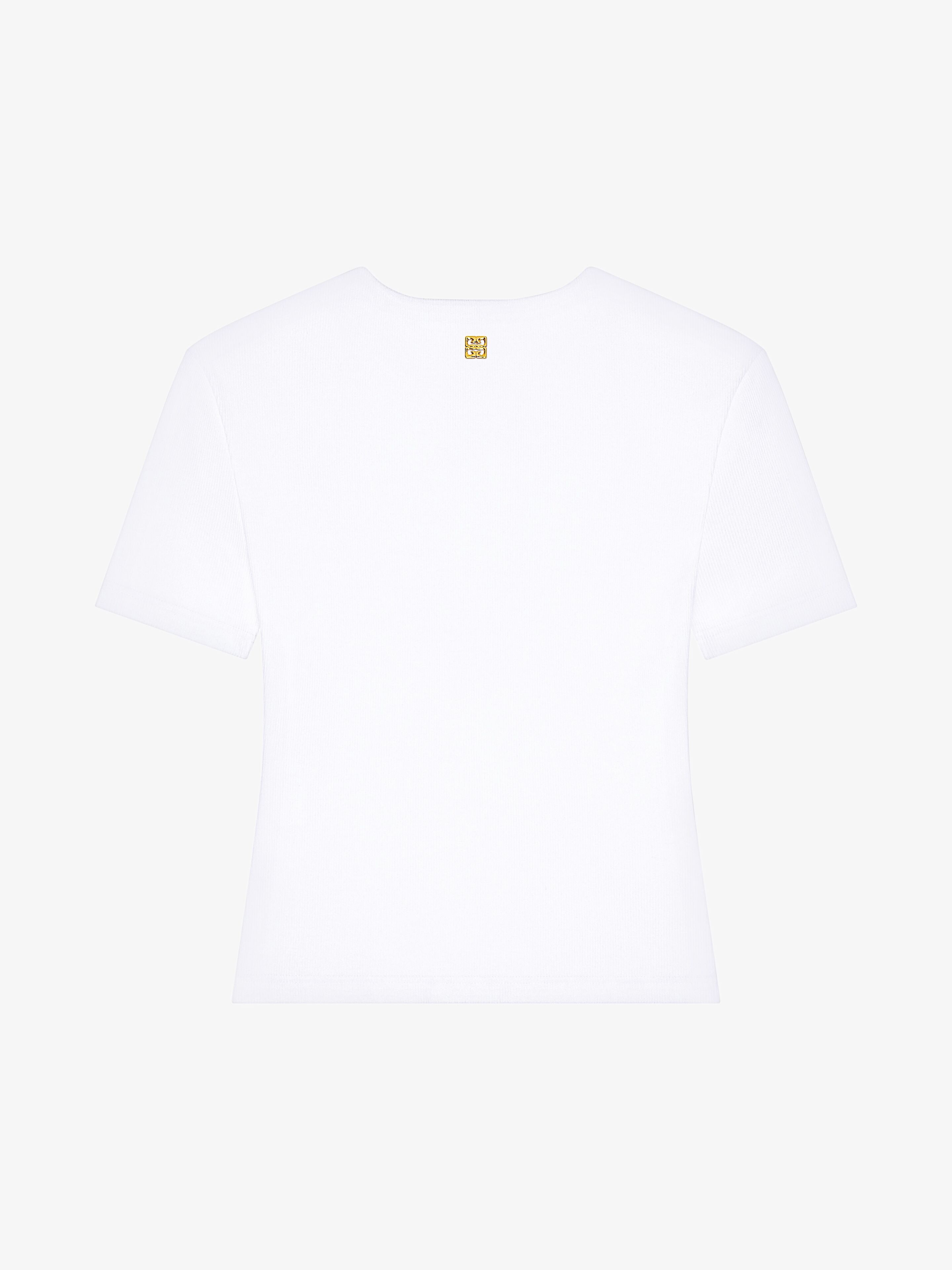 SLIM FIT T-SHIRT IN COTTON WITH LACES AND 4G DETAIL - 4