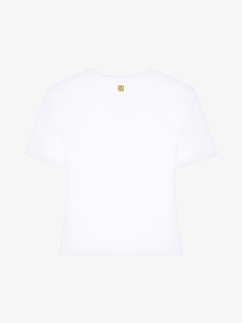 SLIM FIT T-SHIRT IN COTTON WITH LACES AND 4G DETAIL 4