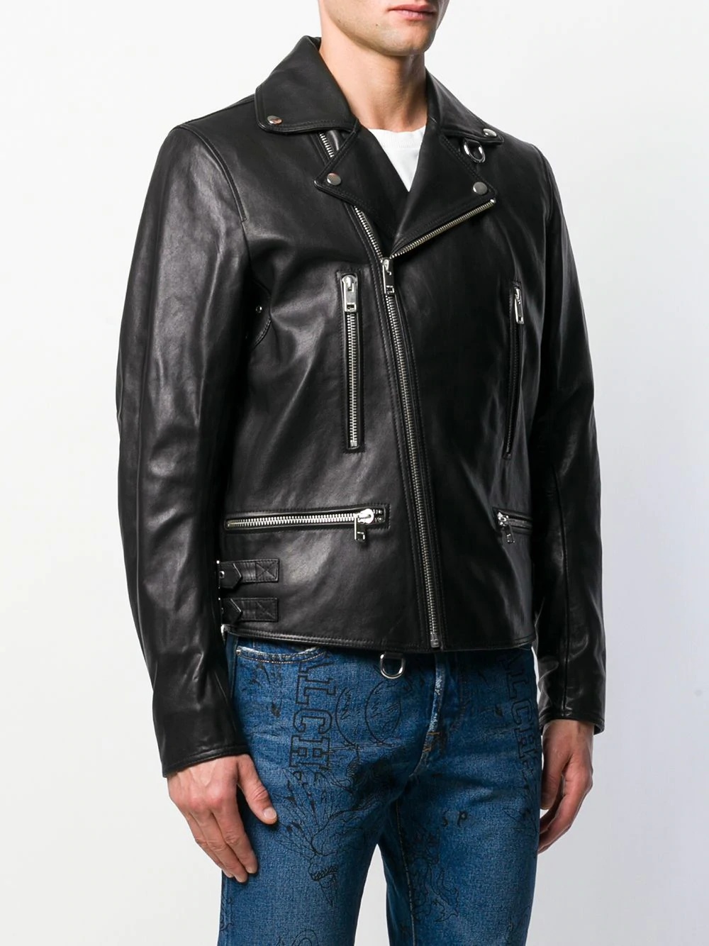 asymmetrical zip biker jacket - 3